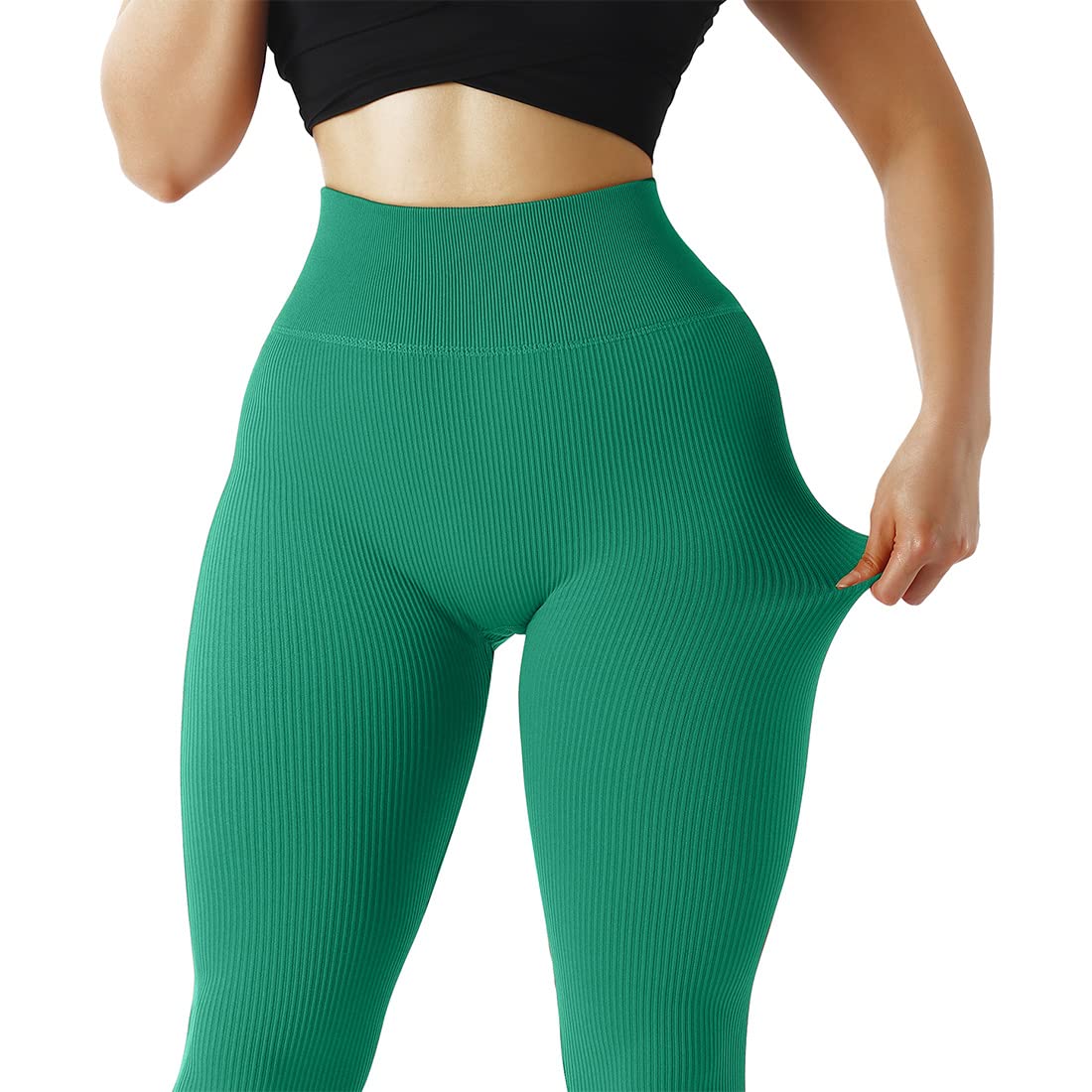 SUUKSESS Women's High Waist Ribbed Seamless Yoga Pants - Workout Leggings for Gym, Running & Lounge Wear - Comfortable Stretchy Tights for Women