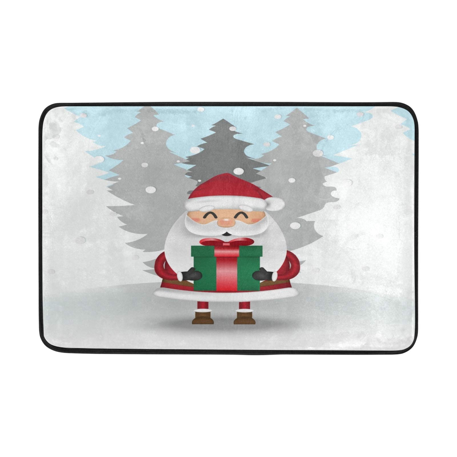 Blueangle Christmas Doormat - Santa Claus Bathroom Rug, Non-Slip Absorbent Bath Mats for Floor, Machine Washable 23.6