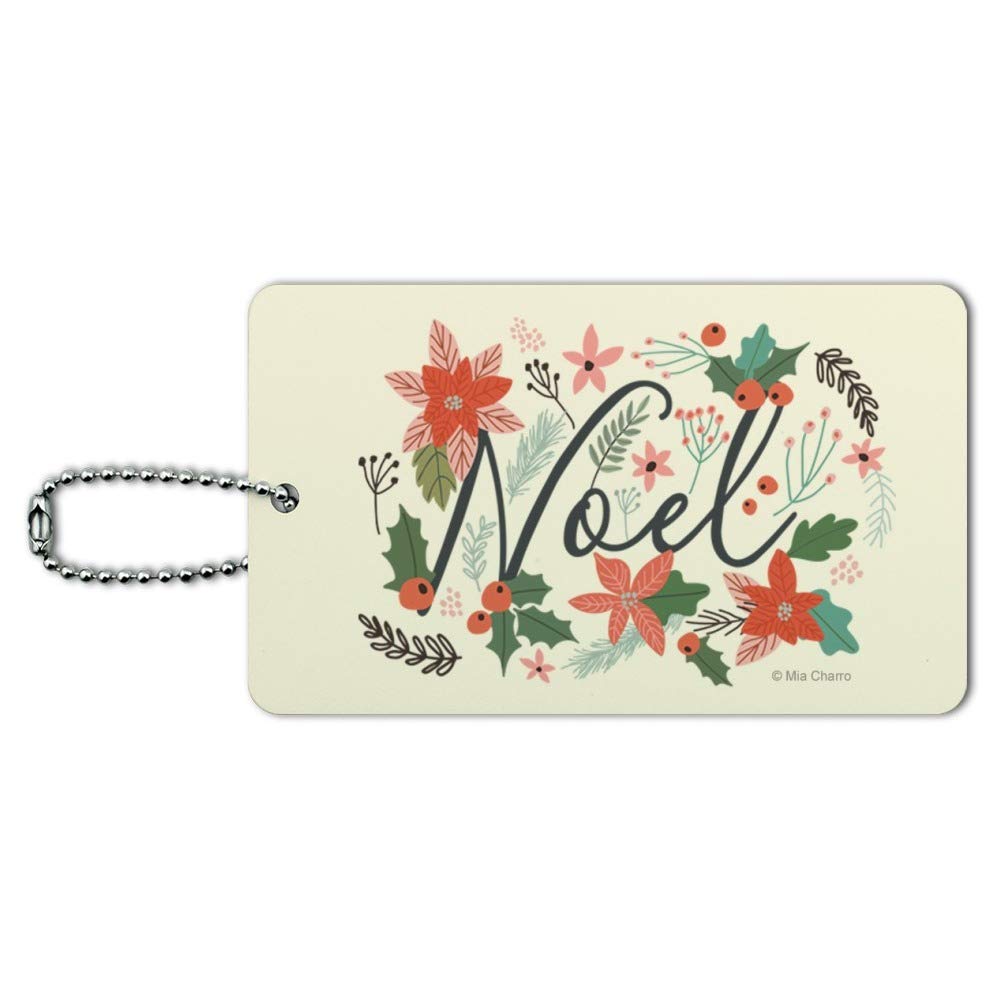 Christmas Holly Poinsettias Luggage Tag - Festive Suitcase ID Tag for Carry-On Bags - Perfect for Holiday Travel, Christmas Gifts & Vacation Accessories