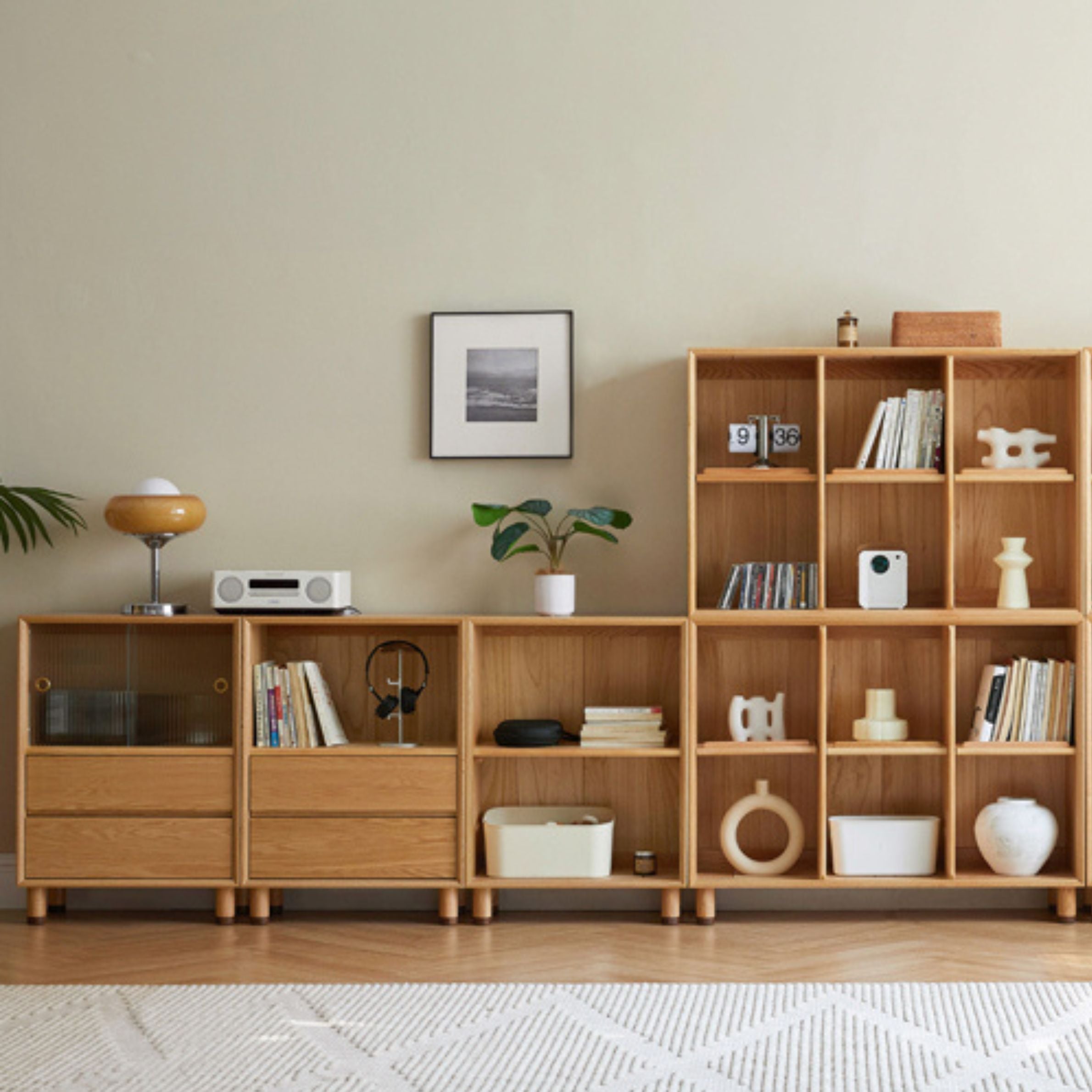 Oak Solid Wood Modern Creative Bookcase - Stylish Storage for Books & Home Decor | Perfect for Living Room, Office & Study Spaces