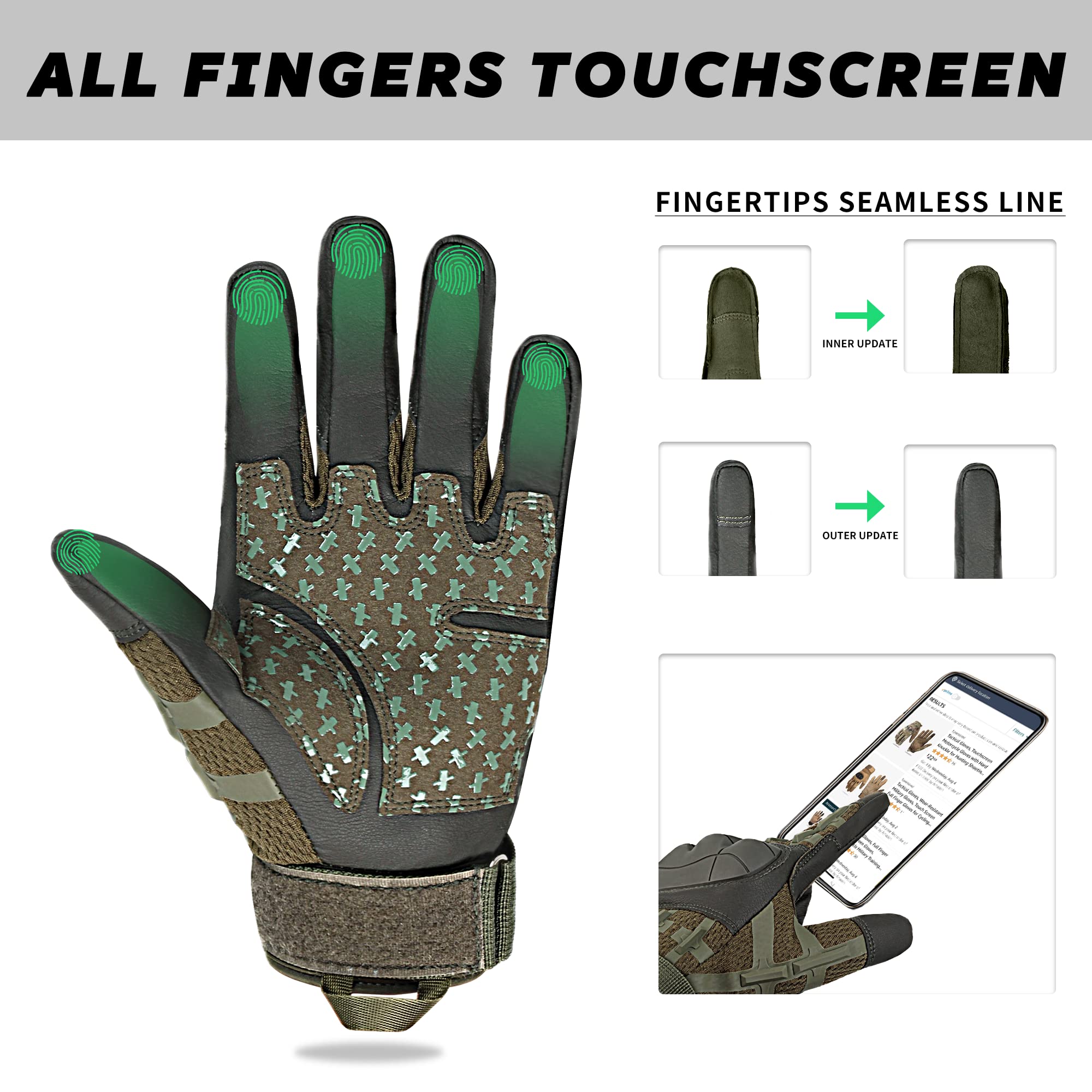 Men's Touchscreen Winter Gloves - Waterproof Full Finger Motorcycle & Cycling Gloves for Outdoor Activities (Hiking, Camping, Snow Sports) - Cold Weather Gear for Bikers & Adventurers