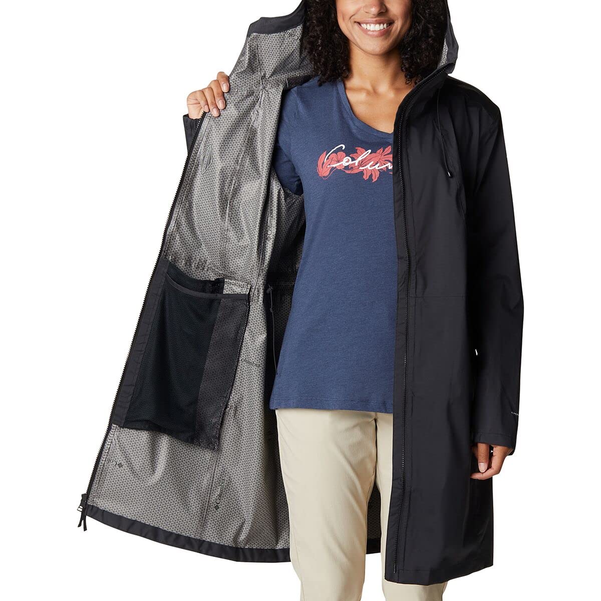 Columbia Women's Weekend Adventure Long Shell Jacket - Lightweight Waterproof Hiking & Outdoor Travel Coat