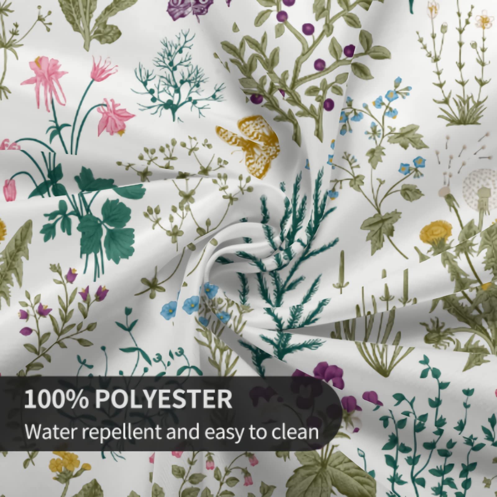 Sweetshow 60 Inch Round Floral Tablecloth - Herbal Wildflowers Design for Spring & Summer, Perfect for Dining Tables, Living Room, Kitchen Decor, and Party Settings