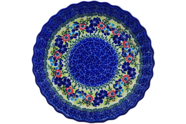 10-Inch Fluted Pie Dish - Cobalt Blue Water Meadow Design for Baking, Serving & Decorating - Perfect for Thanksgiving, Christmas & Holiday Desserts