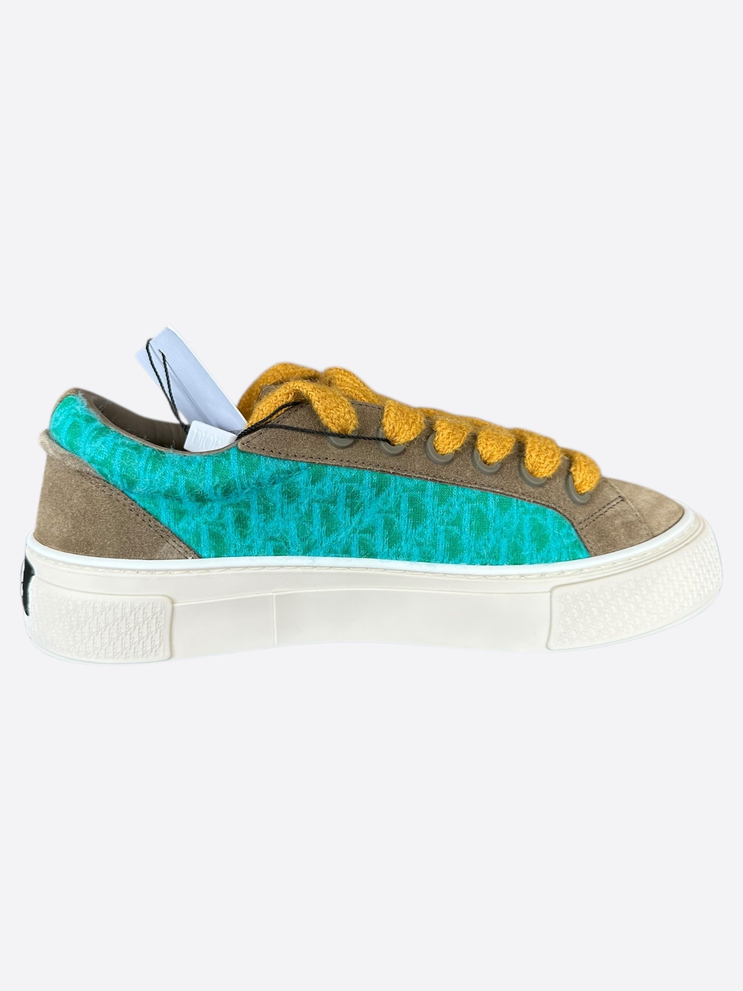 Dior Brown & Turquoise Oblique B33 Sneakers for Women - Luxury Designer Casual Shoes - Perfect for Streetwear, Office & Everyday Fashion