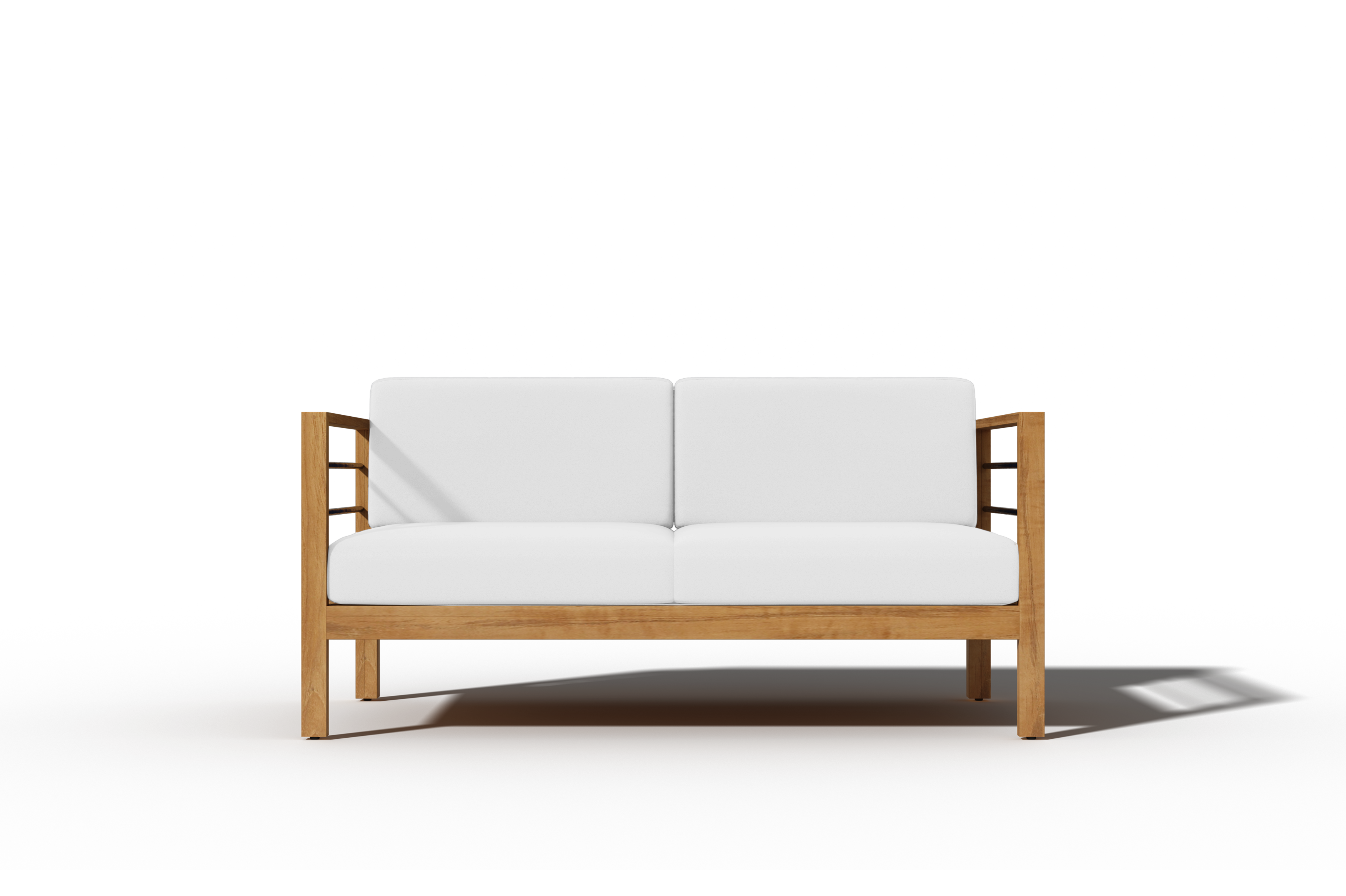 Leon 3-Person Teak Outdoor Sofa with Sunbrella White Cushion - Patio Furniture for Garden, Poolside & Backyard Relaxation
