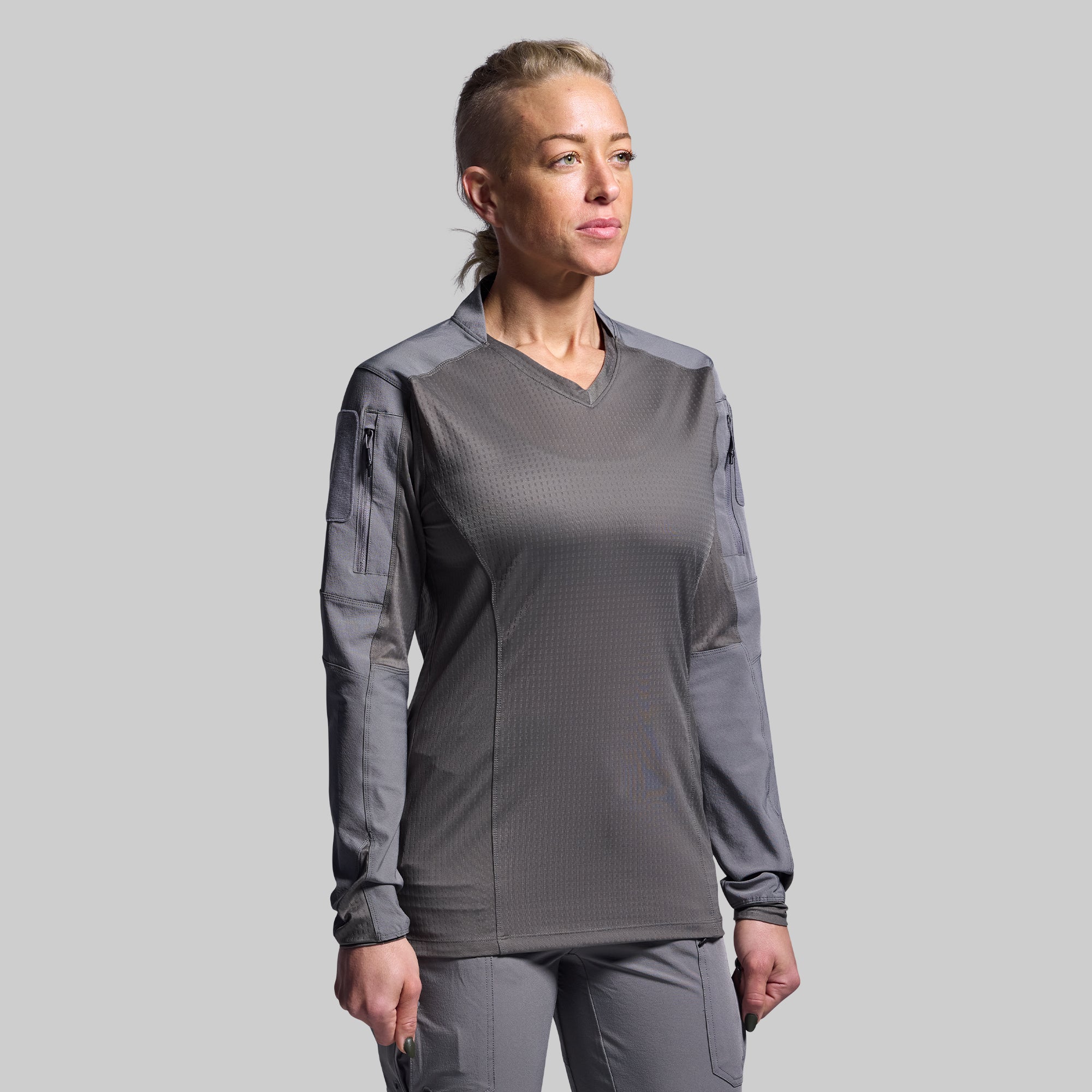 Women's Long Sleeve Open Back Workout Top - Breathable Athletic Shirt for Yoga, Gym & Running (Wolf Grey)