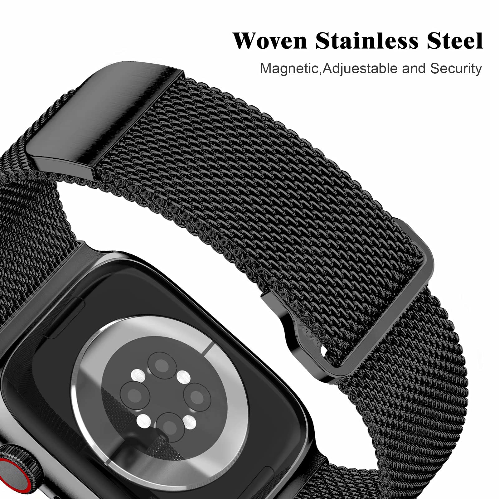 Premium Stainless Steel Milanese Loop Band for Apple Watch 40mm - Magnetic Mesh Strap Compatible with iWatch Series 10/9/8/7/6/5/4/3/2/1 & SE - Adjustable Replacement Watch Band for Women & Men (Black) | Perfect for Workouts, Office Wear & Everyday Fashion