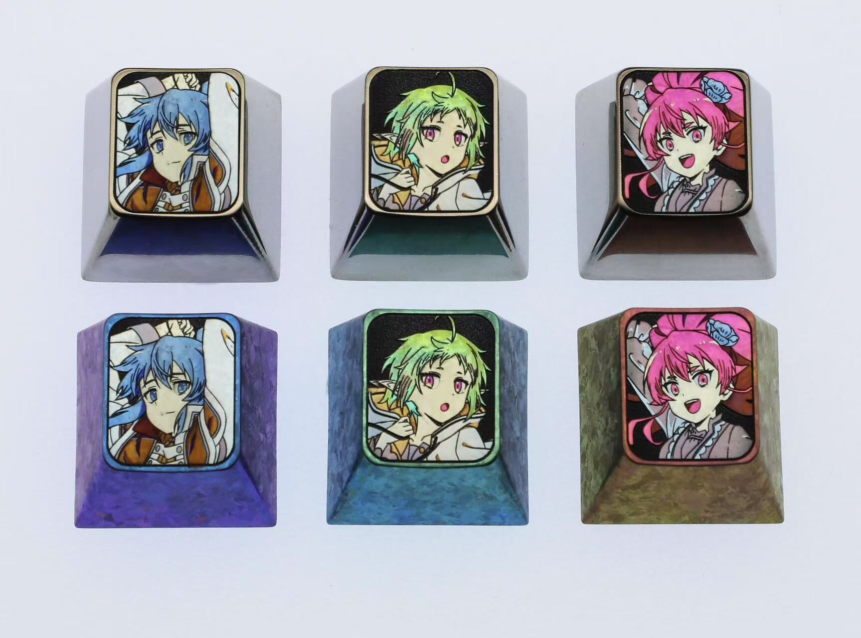 Custom Anime Character Keycaps - 1U Titanium Alloy Personalized Keycaps for Mechanical Keyboards | Durable Metal Decorative Keycaps for Gaming & Typing | Mushoku Tensei & Anime Themed Keycaps for Keyboard Enthusiasts