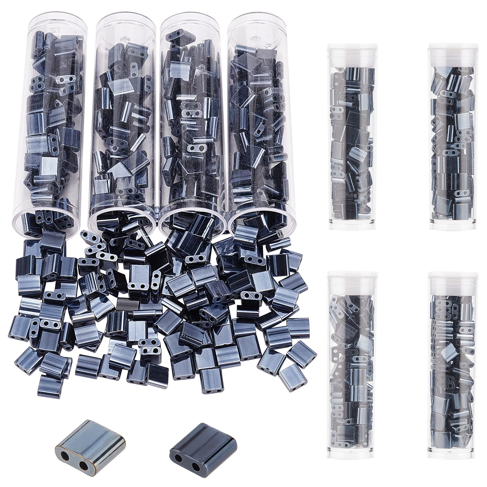 340 Pcs 5mm Prussian Blue Glass Seed Beads - 2-Hole Rectangle Spacer Beads for DIY Jewelry Making, Bracelets & Necklaces | Perfect for Crafting, Beading Projects & Gift Making