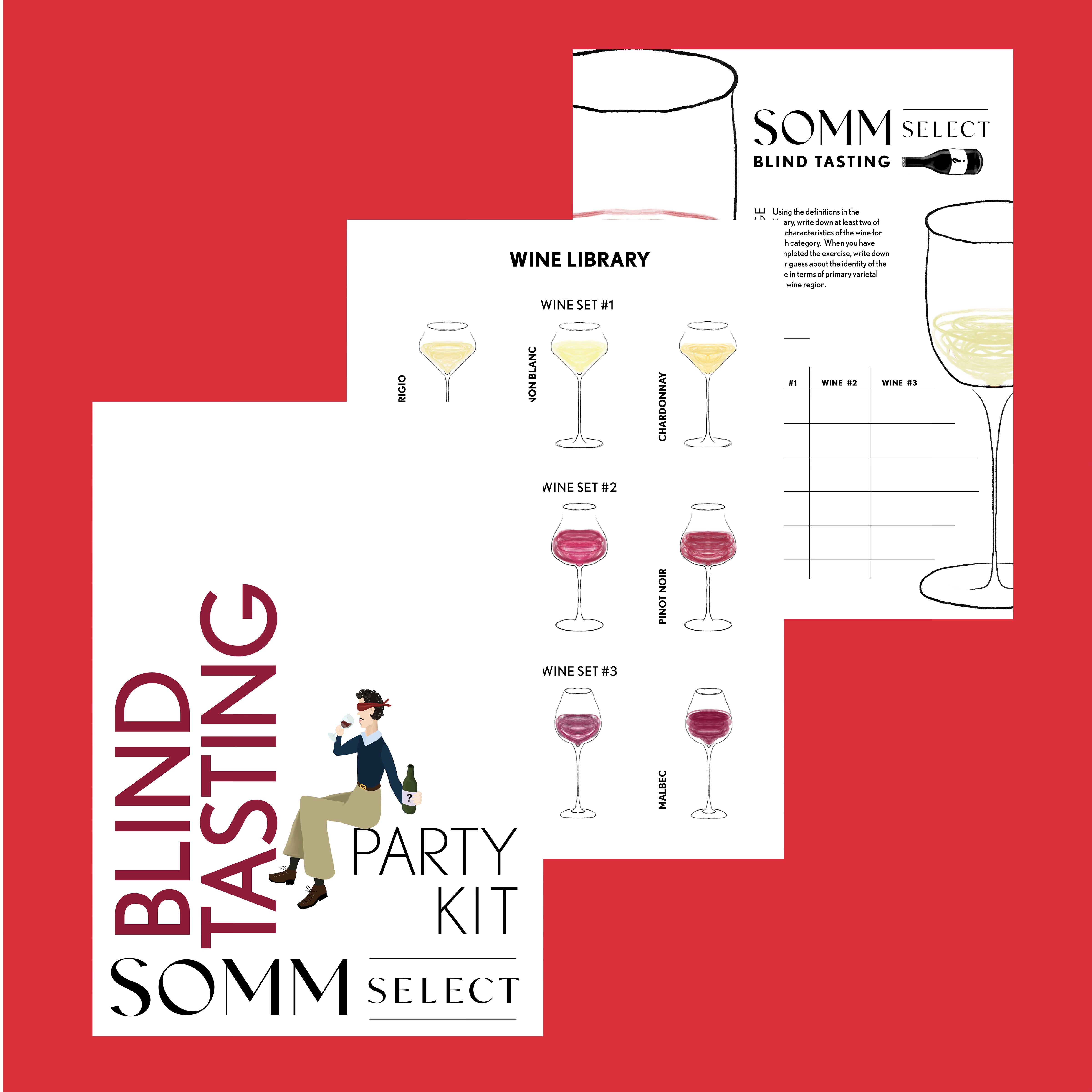 Blind Tasting Party Kit - Wine & Beer Tasting Set with Blindfolds & Scorecards - Perfect for Game Nights, Bachelorette Parties & Team Building Events