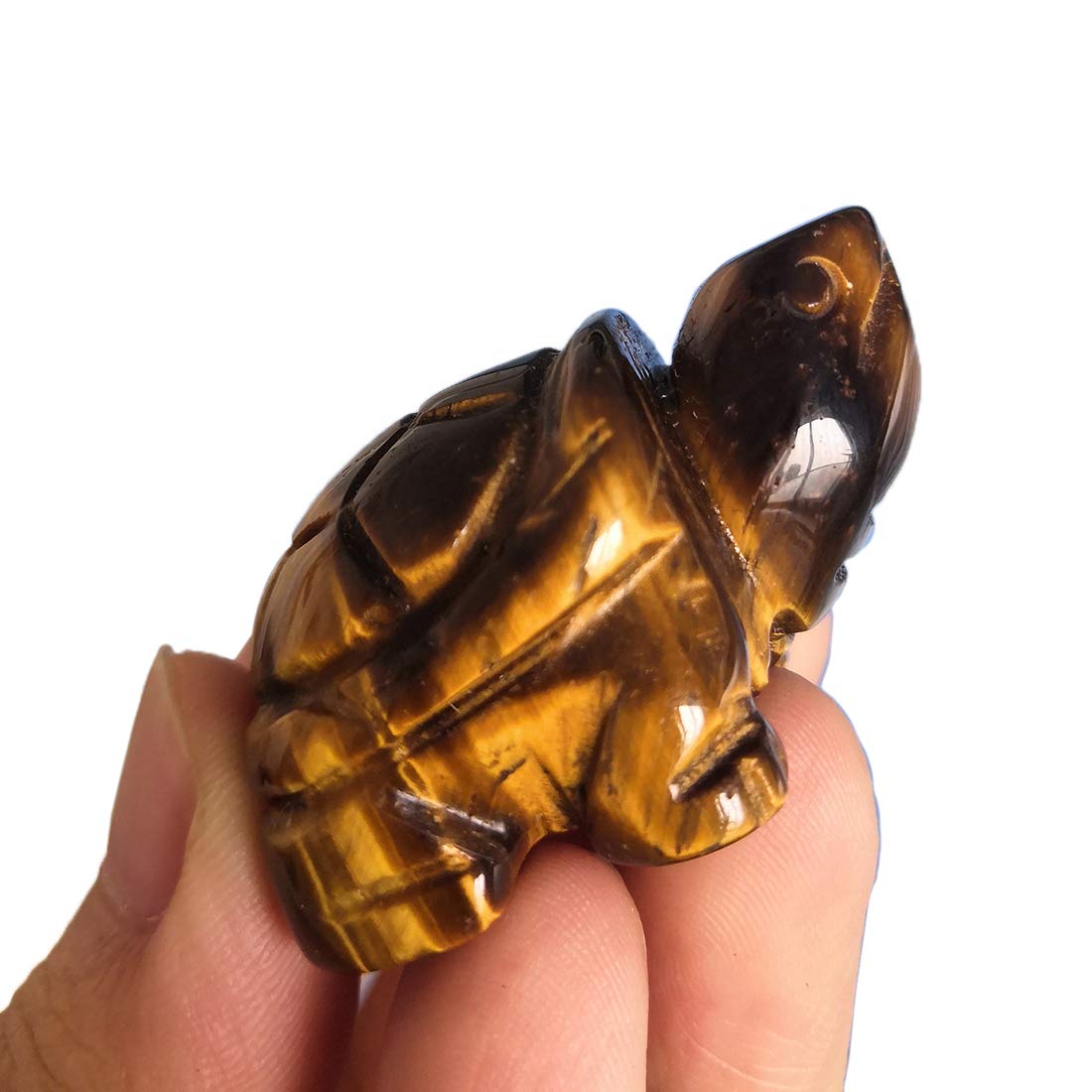 2 Pcs Natural Tiger's Eye Carved Tortoise Figurine - 1.5 Inch Healing Stone for Home Decor, Office Desk, Feng Shui & Meditation - Gemstone Animal Sculpture for Positive Energy & Spiritual Balance