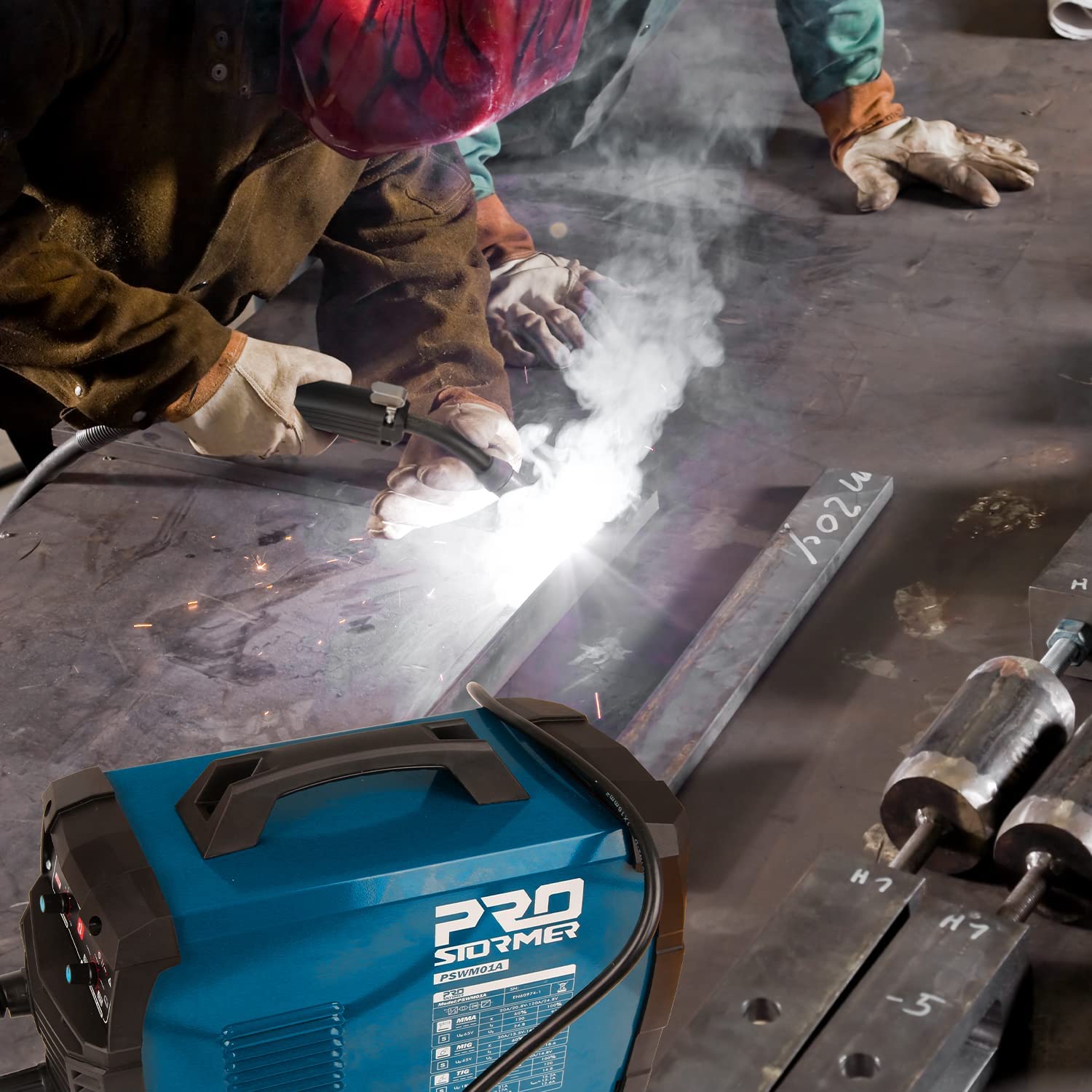 Prostormer 3-in-1 MIG TIG MMA Welding Machine with Digital Display - 200Amp Welder Kit Includes Electrode Holder, Ground Clamp & Power Cable - Perfect for Home DIY, Metal Fabrication & Automotive Repair