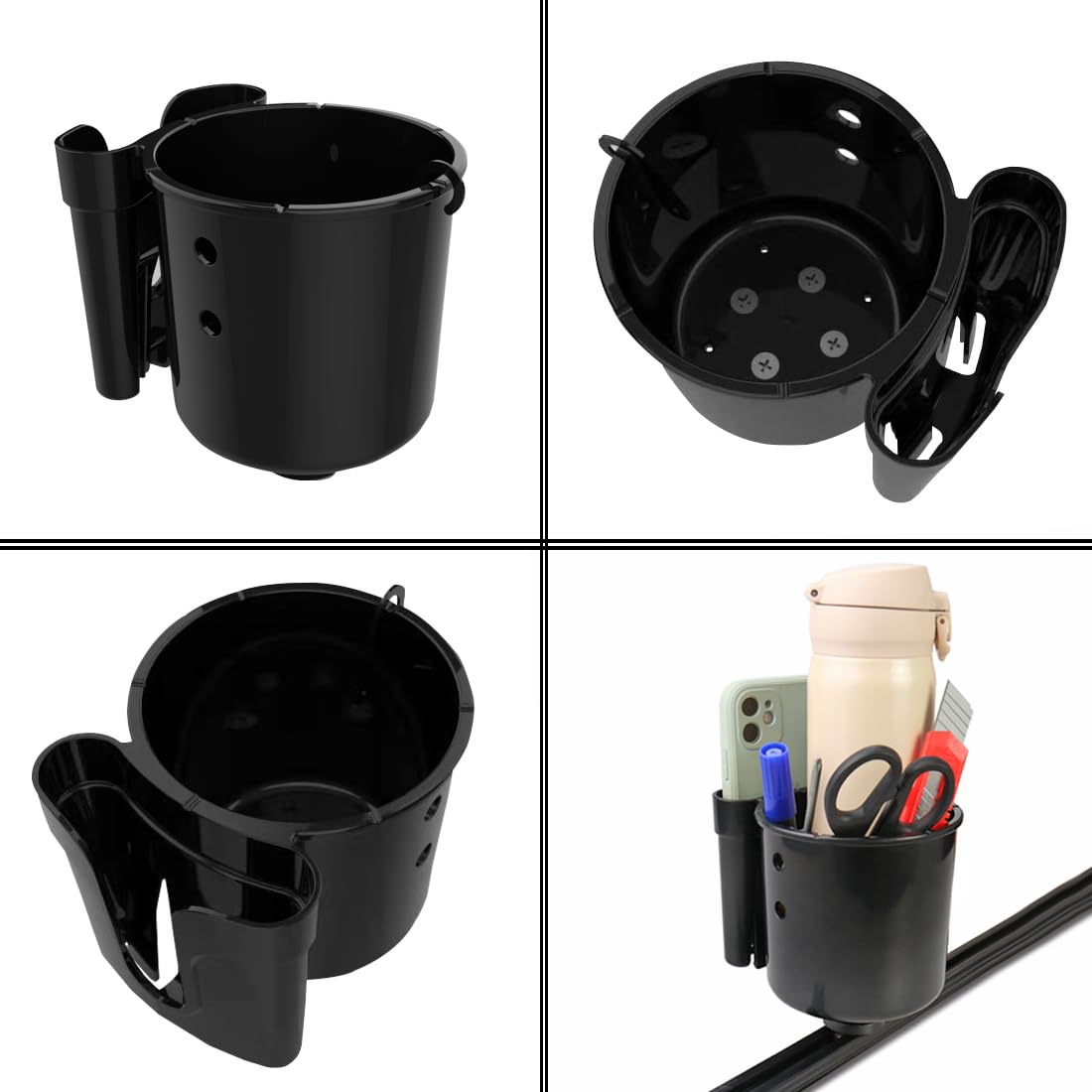 2Pcs Multifunctional Kayak Cup Holder & Phone Mount - Fishing Tool & Lure Storage - Kayak Bottle Drink Holder - Track Mount Accessories for Kayaking, Fishing & Outdoor Adventures