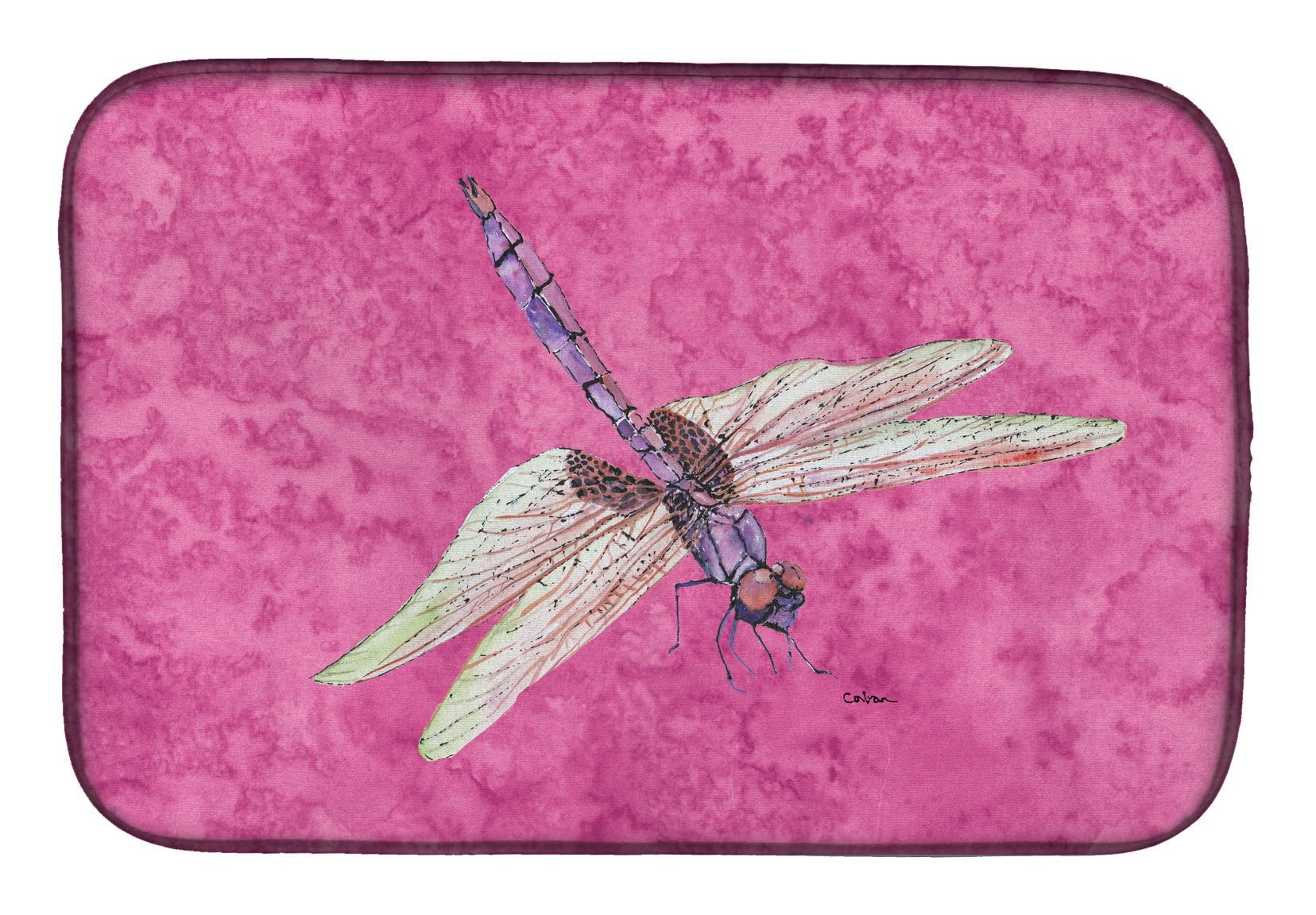 Caroline's Treasures 8891DDM Absorbent Multicolor Dragonfly Dish Drying Mat - 14 x 21 Inch Non-Slip Kitchen Countertop Pad for Dishes | Perfect for Kitchen Counter Protection & Decorative Drainer Mat