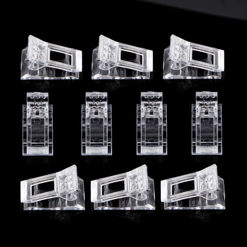 10Pcs Transparent Polygel Nail Tips Clips - Professional UV LED Builder Clamps for Quick Nail Extension & Manicure - Perfect for Salon, Home DIY Nail Art & Gel Polish Application
