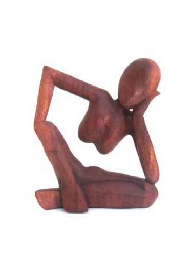 OMA Thinker Statue - Handcrafted Wooden Thinking Man Sculpture for Meditation, Yoga & Home Decor | Abstract Modern Figurine in XL Size | Perfect for Living Room, Office & Zen Spaces