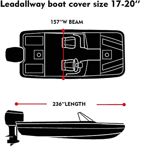 LEADALLWAY 600D Heavy Duty Pontoon Boat Cover with PVC Coating - Waterproof Protection for 17-20FT Boats - Perfect for Outdoor Storage & Marine Use