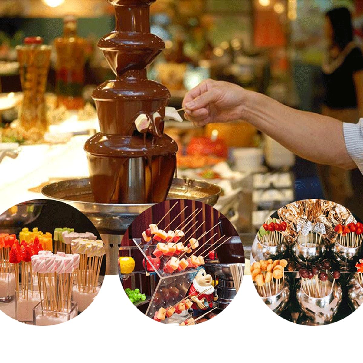 INTBUYING 110V 4-Tier Stainless Steel Commercial Chocolate Fountain Machine - 6.6Lbs Capacity for Chocolate, Candy, Butter & Cheese - Perfect for Parties, Weddings, Birthdays & Corporate Events