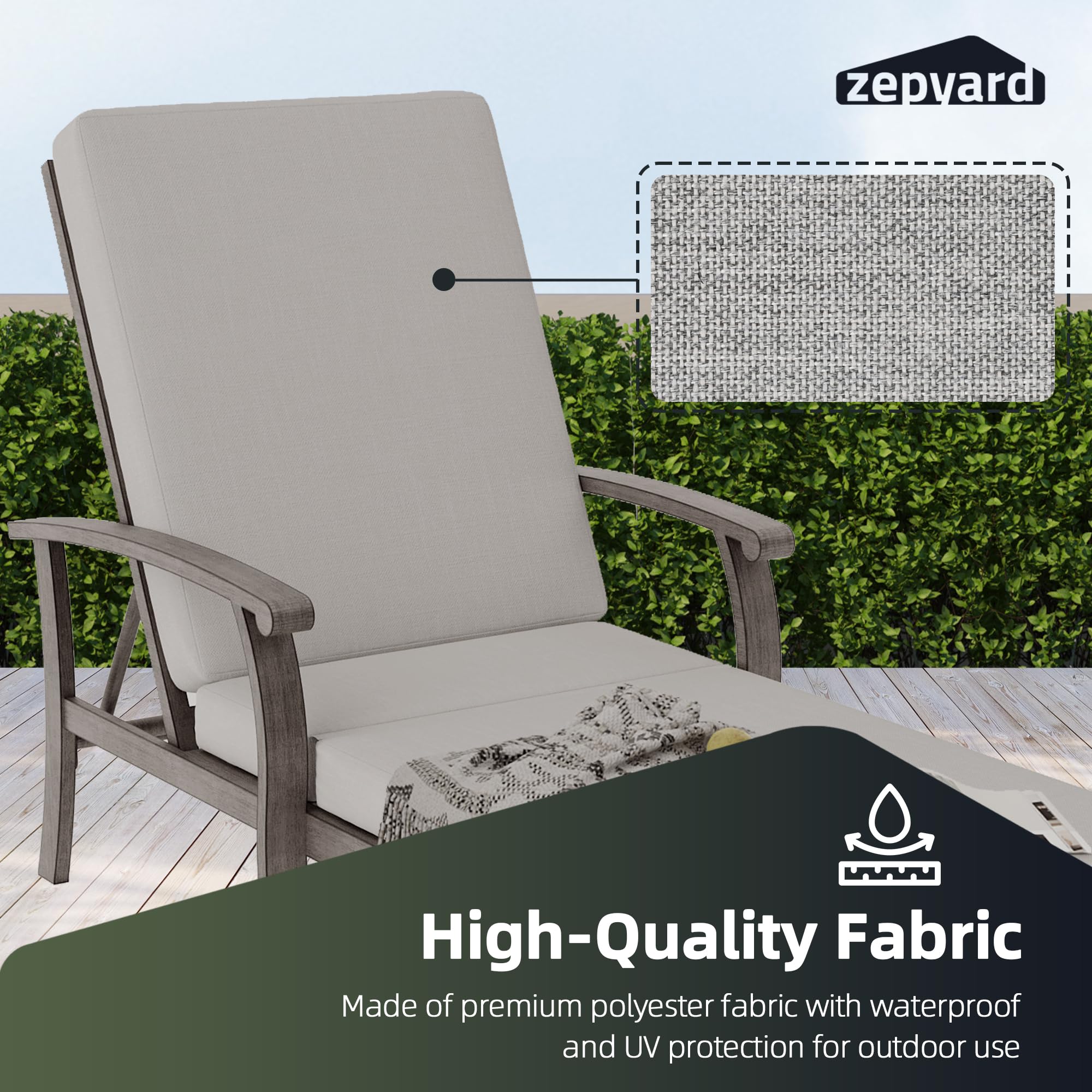 Adjustable Aluminum Patio Chaise Lounge Chair with Greige Cushion - All-Weather Outdoor Recliner for Deck, Beach, Poolside & Backyard Relaxation | Perfect for Sunbathing, Lounging & Outdoor Entertaining