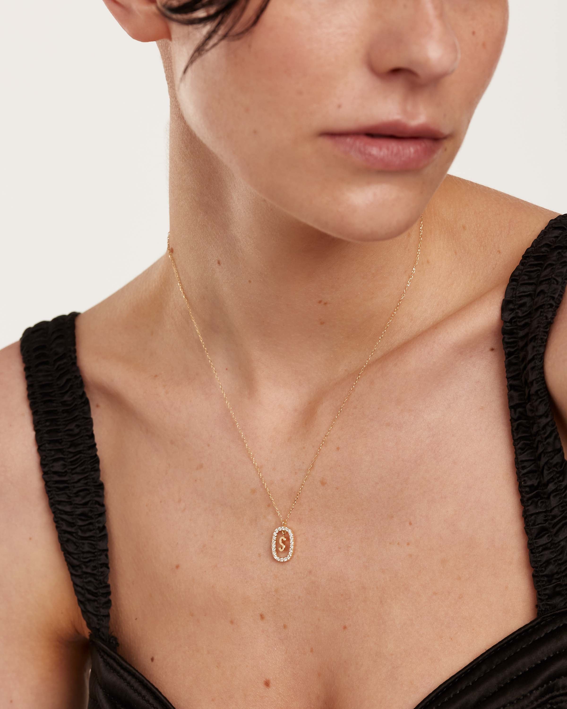 Diamond & Gold Letter S Necklace for Women - Elegant Initial Pendant Jewelry Gift for Birthday, Anniversary & Valentine's Day