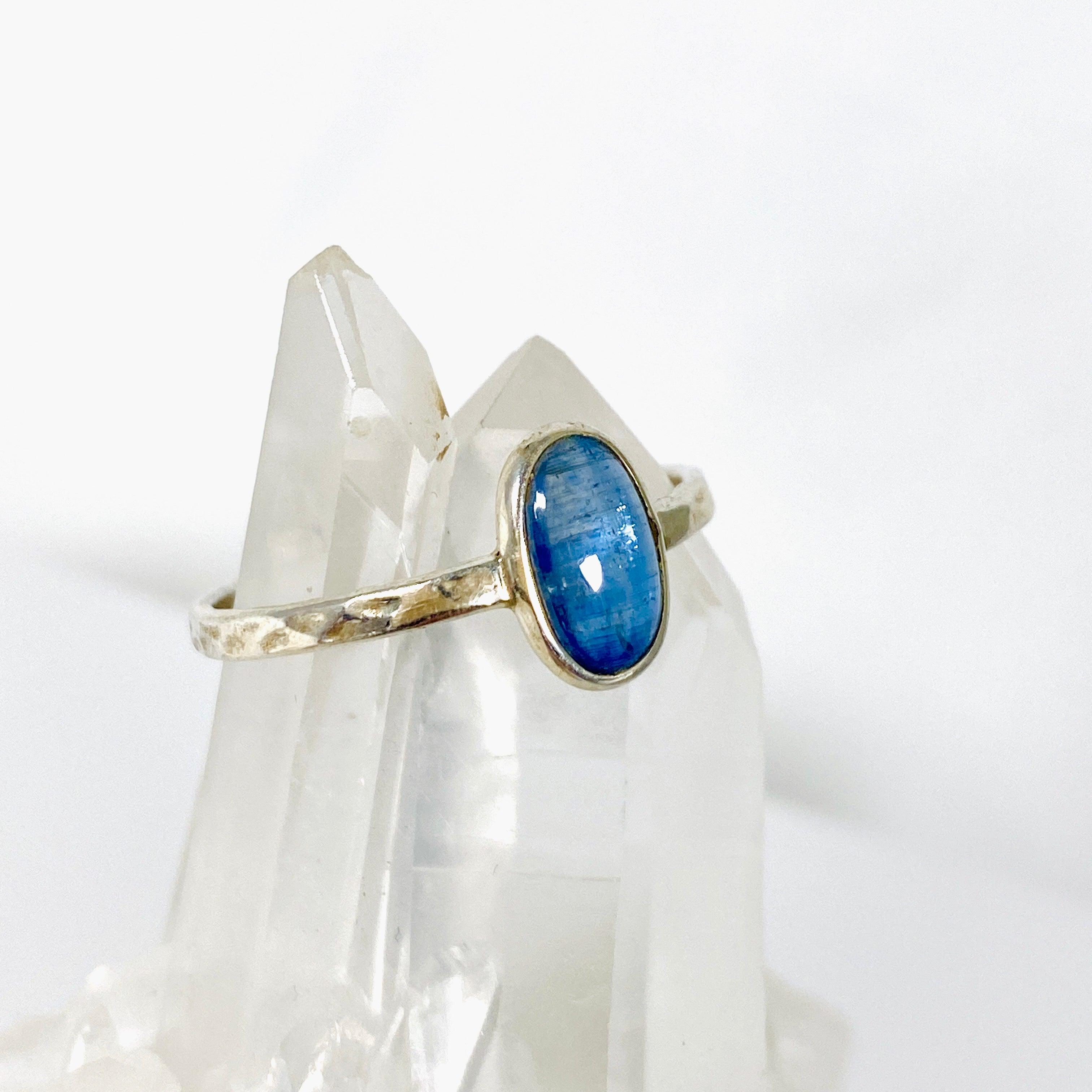 Kyanite Fine Beaten Band Ring - Size 10 (KRGJ2687) | Handmade Sterling Silver Jewelry for Women | Perfect for Boho Style & Everyday Wear