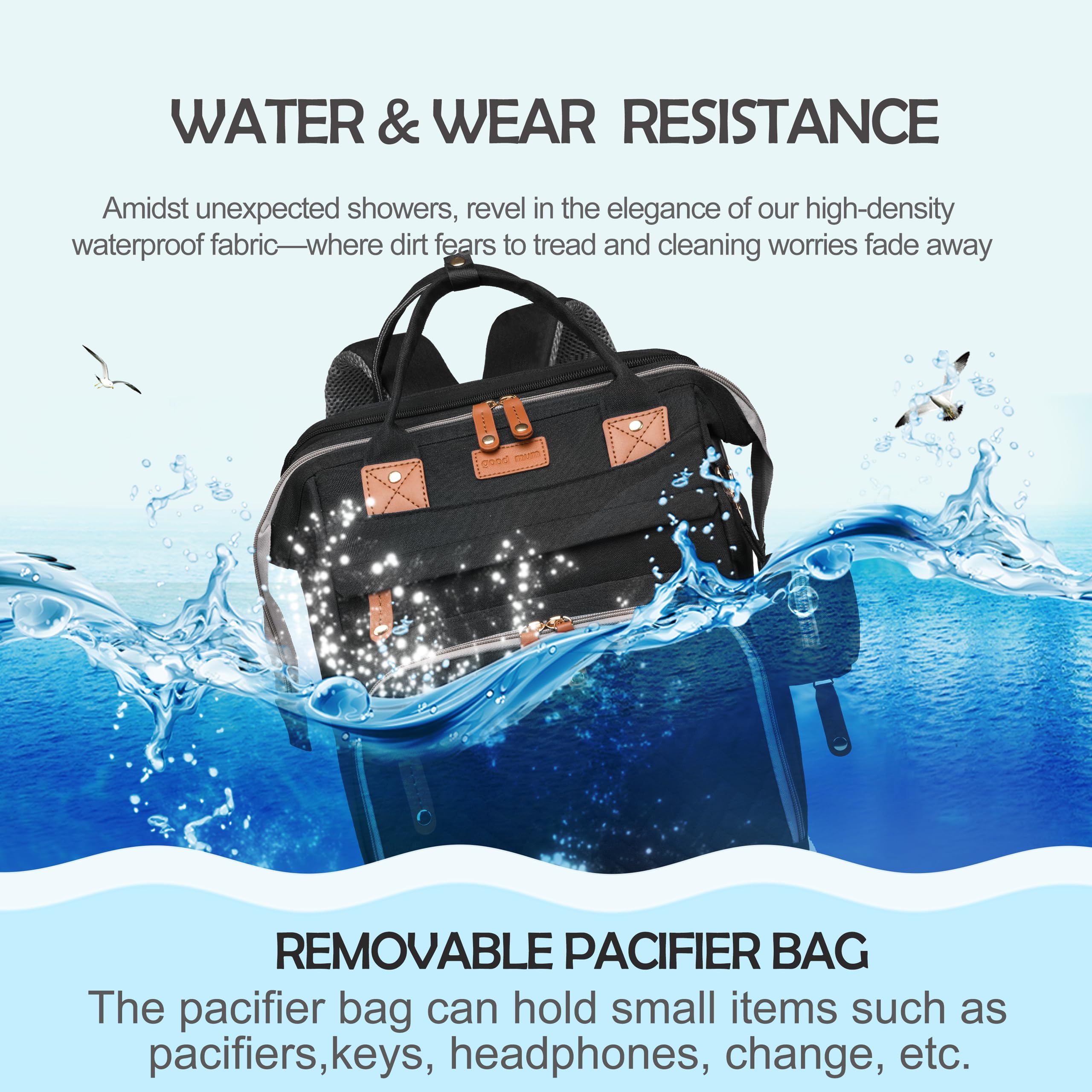 Waterproof Diaper Bag with Changing Station - Large Capacity Multifunctional Baby Travel Backpack for Moms & Dads - Unisex Black Baby Essentials Tote for Newborns | Perfect for Daycare, Travel & Family Outings