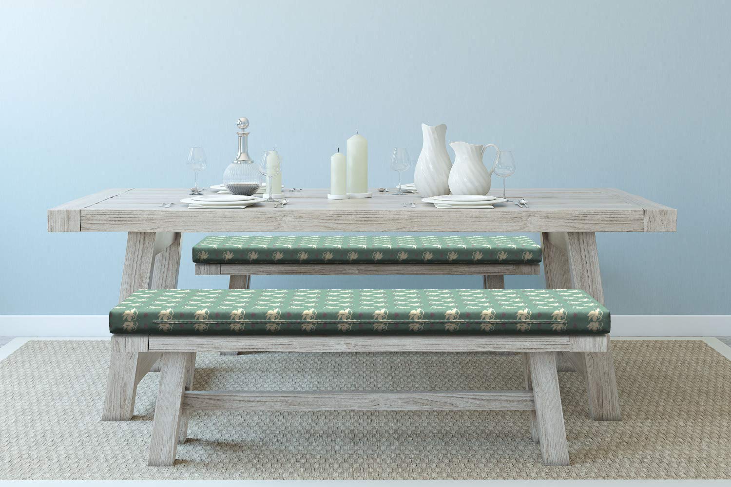Ambesonne Green Bench Cushion Set of 2 - Greek Inspired Cupid Silhouette & Hearts Print Decorative Foam Seat Cushions (45