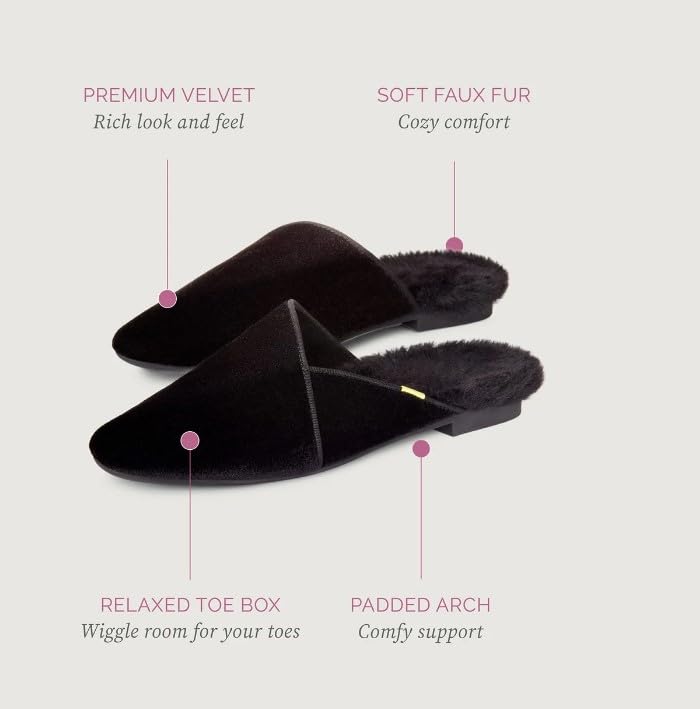Women's Cozy House Slippers with Memory Foam & Arch Support - Soft Faux Fur Indoor/Outdoor Slippers with Anti-Slip Sole - Machine Washable Comfort Slippers for Home, Office, and Travel Use