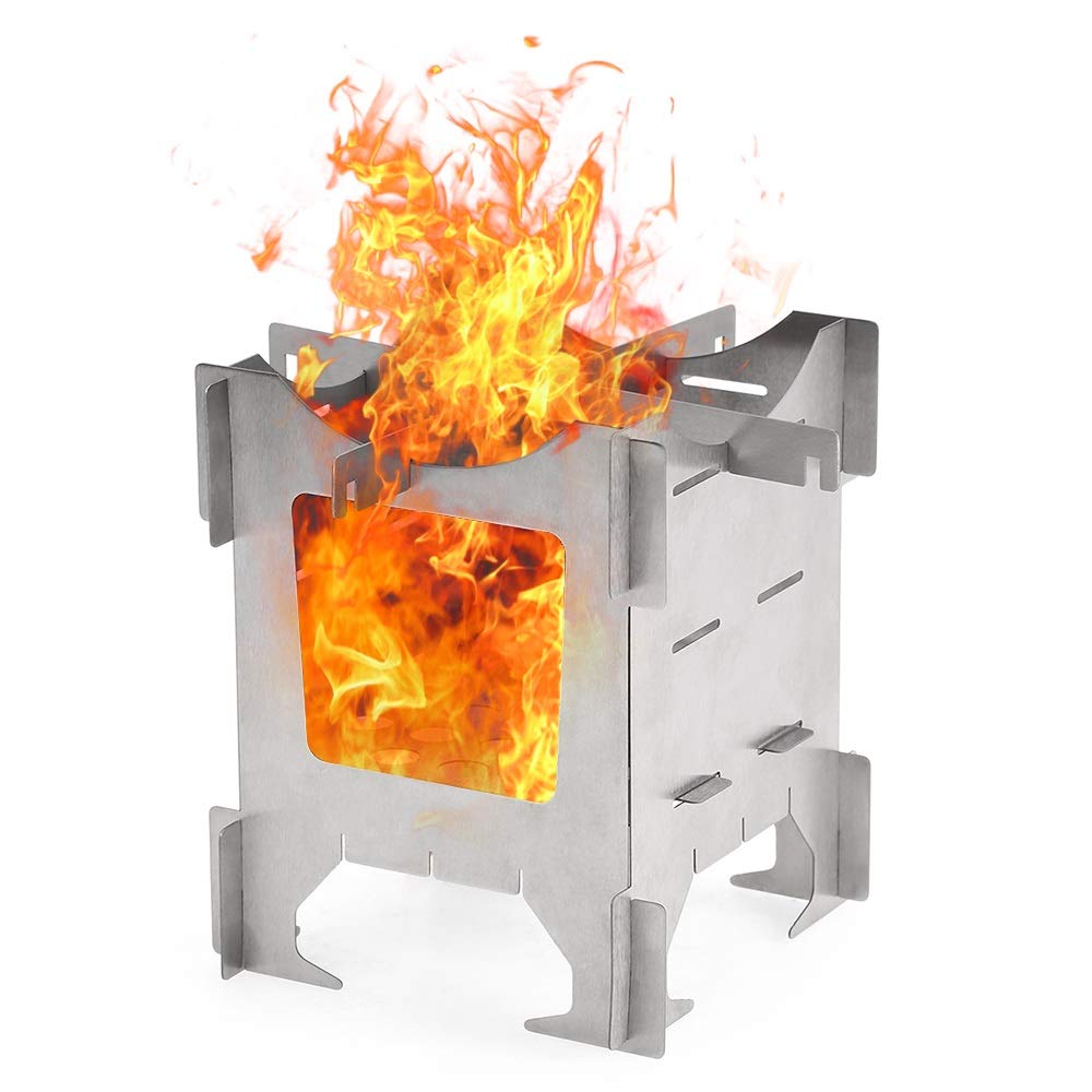 Lightweight Titanium Folding Wood Stove - Portable Outdoor Camping Stove for Backpacking, Picnic & Survival Cooking | Perfect for Hiking, Camping & Emergency Preparedness