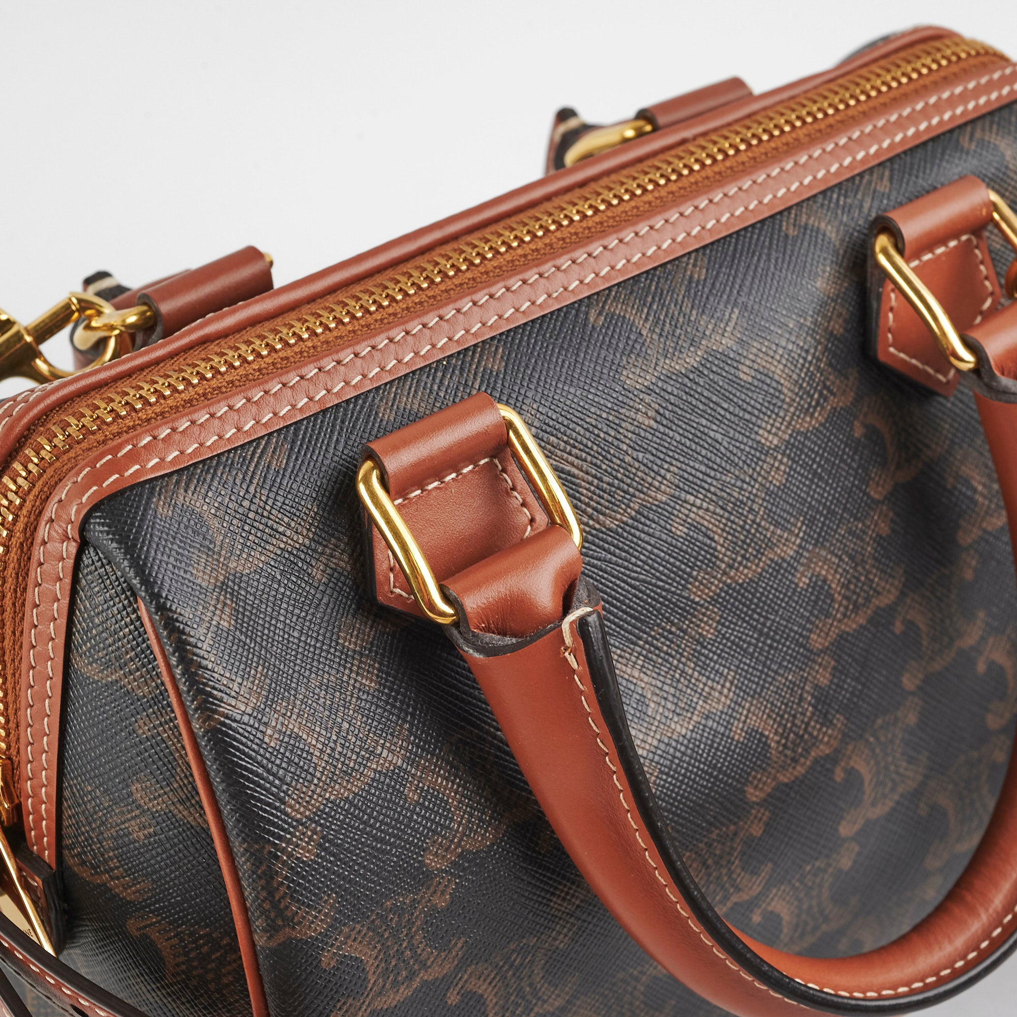 Celine Small Boston Triomphe Leather Bag - Luxury Crossbody Handbag for Women, Perfect for Work, Travel & Everyday Use