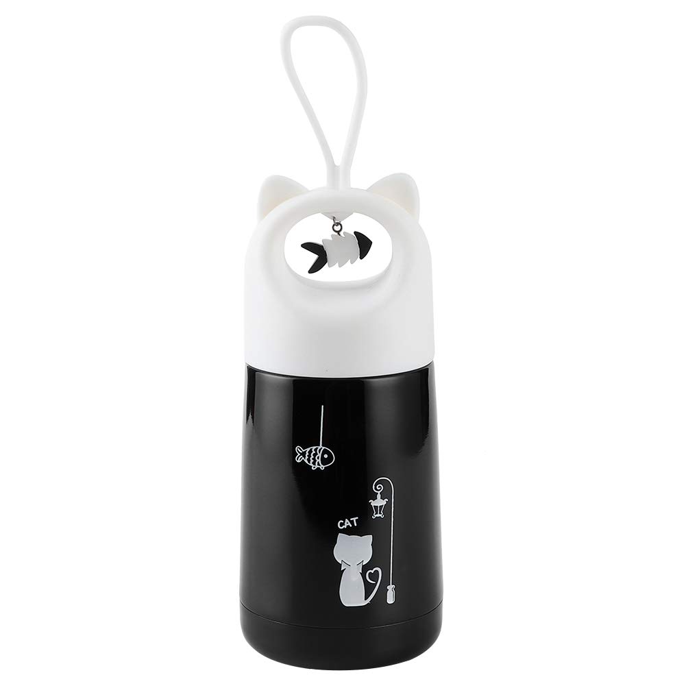 Cute Cartoon Vacuum Insulated Stainless Steel Water Bottle - White Kitten Design for Home, Office & Outdoor Use