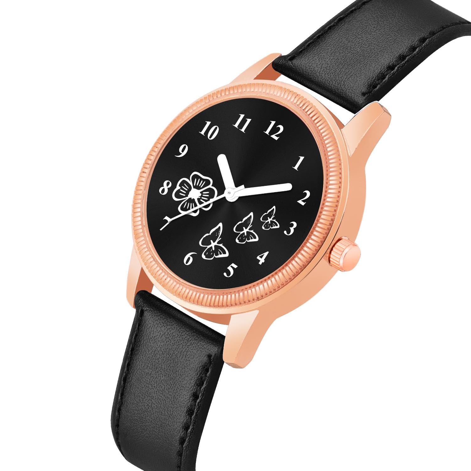 **KIROH New Dial Leather Strap Analog Watch for Women & Girls - Elegant Black Watch for Casual, Office & Special Occasions**