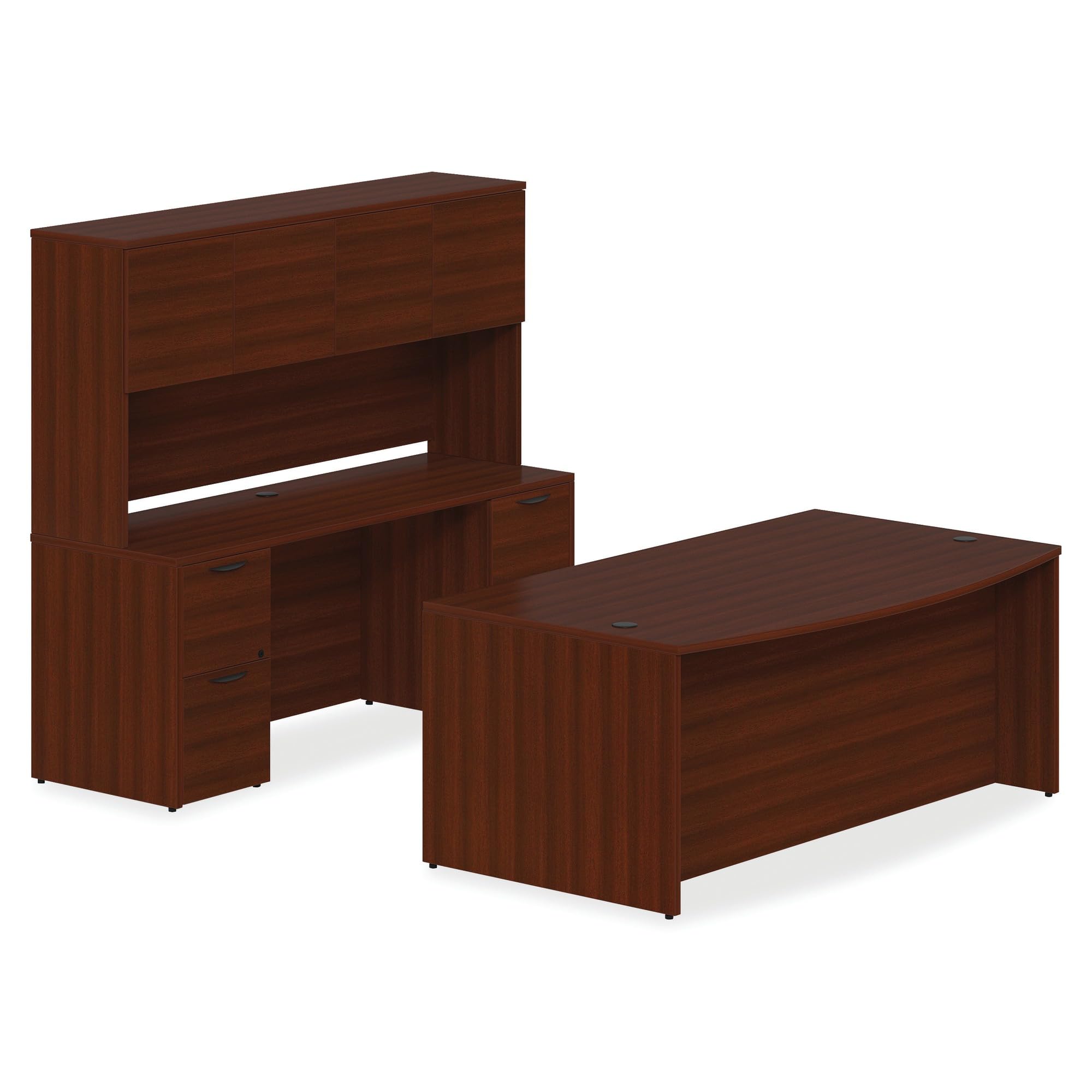 Lorell Prominence 2.0 Mahogany Laminate Double-Pedestal Desk - Executive Office Desk with Ample Workspace for Home & Business Use