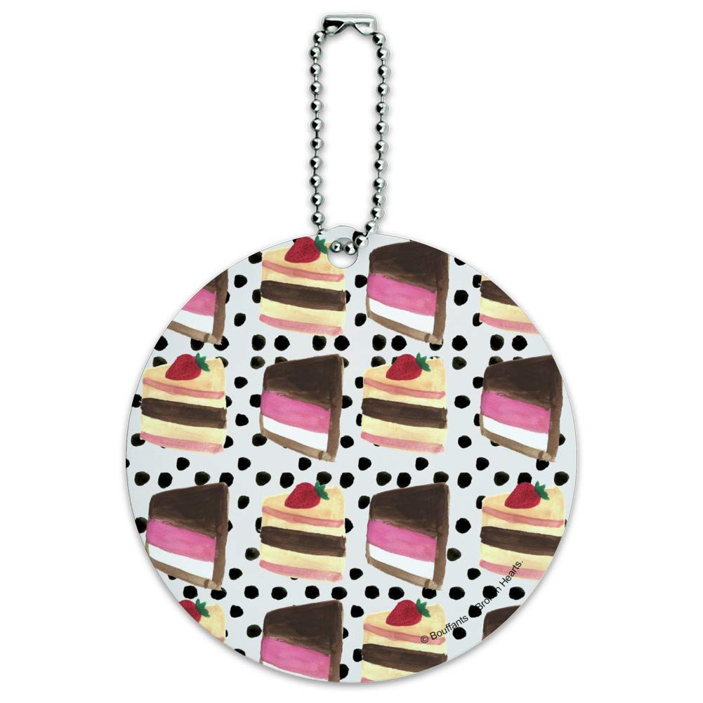 Round Luggage ID Tag with Slice of Cake Pattern - Durable Suitcase & Carry-On Baggage Tag for Travel Accessories | Perfect for Vacation, Business Trips & Airport Identification