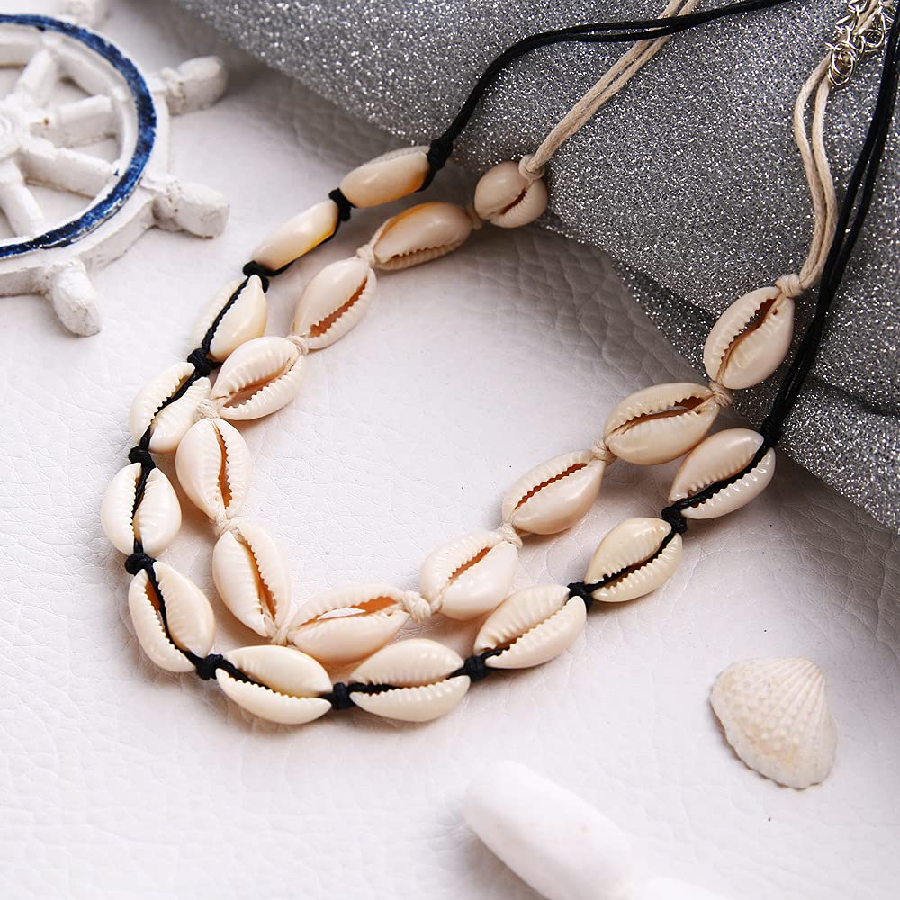 6-Piece Boho Beach Seashell Anklet Bracelet Set - Adjustable Cowrie Shell Foot Jewelry for Women | Summer Surfer Accessories | Perfect for Beach Vacations, Music Festivals & Boho Fashion