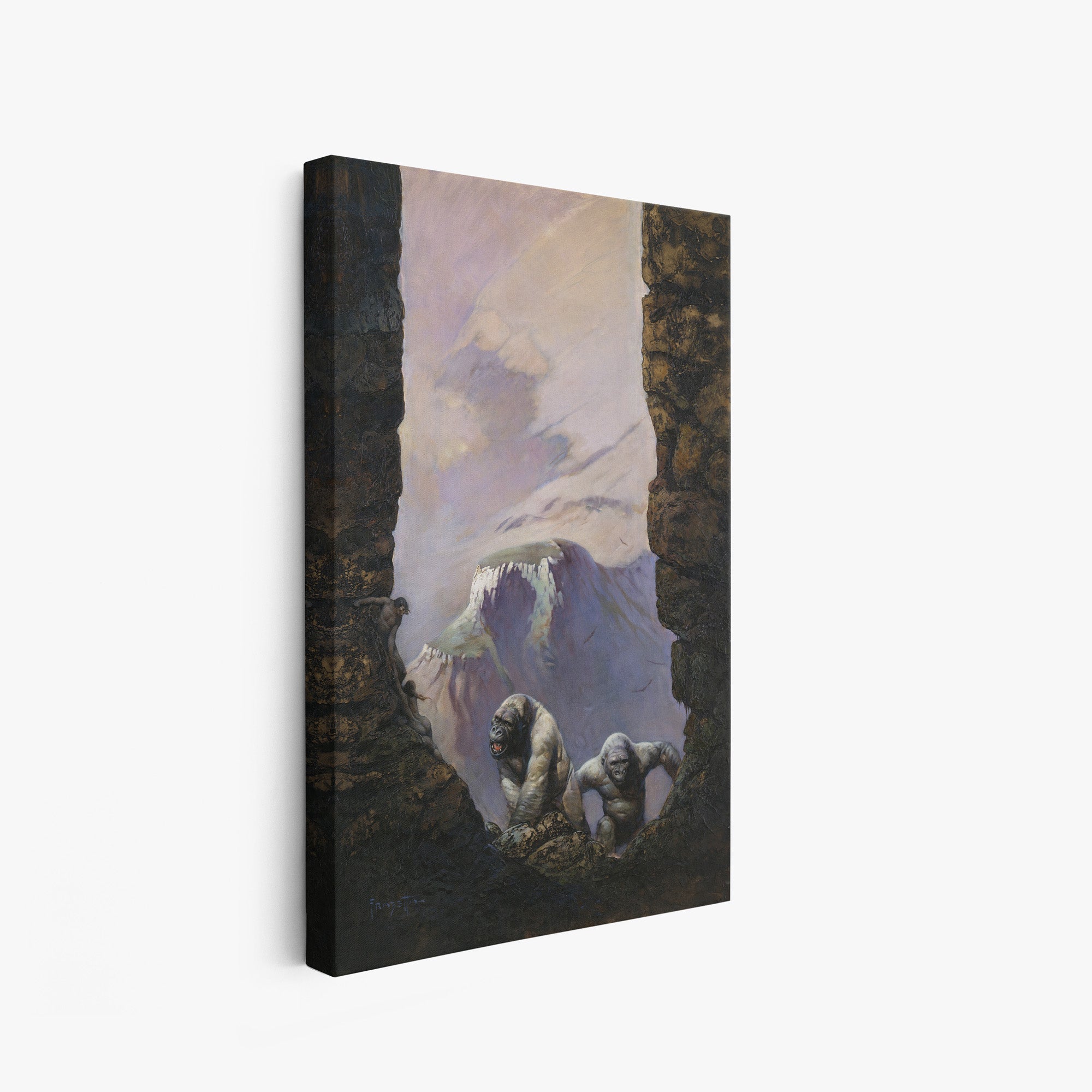 Premium White Gorillas Canvas Wrap - Stunning Wall Art for Home & Office Decor - Perfect for Living Room, Bedroom, or Gift Giving