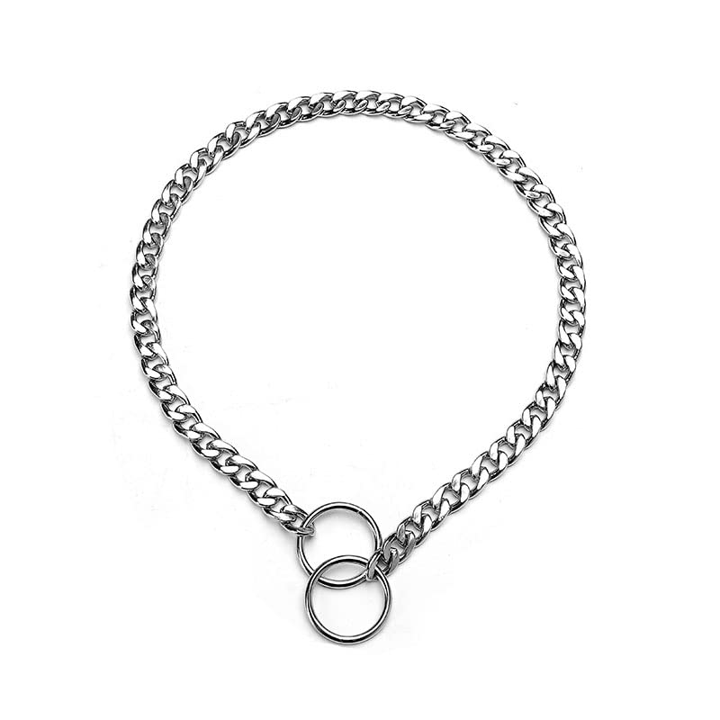 Premium Dog Training Choke Collar - 3.5mm x 60cm Flat Metal Slip Collar for Small, Medium & Large Dogs - Adjustable Pet Choke Chain for Obedience Training, Walking & Behavior Correction