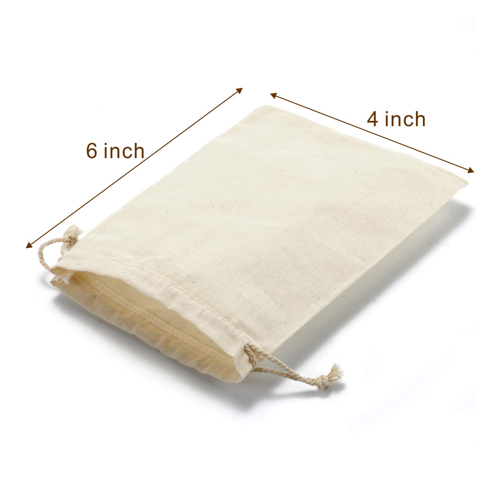 Organic Cotton Muslin Drawstring Bags - 30Pcs 5x7 inch & 20Pcs 4x6 inch Mix Size Set | Reusable Party Favor Bags, Sachet Bags, Gift Bags for Weddings, Baby Showers, Bridal Showers & DIY Crafts