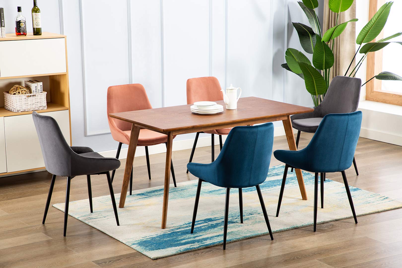 Porthos Home Mally Dining Chairs Set of 2 - Luxury Velvet Upholstery, Sturdy Steel Legs & Low Armrests for Modern Kitchen, Dining Room or Breakfast Nook