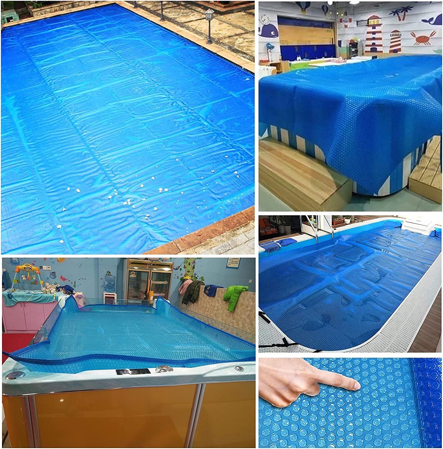 Premium Summer Swimming Pool Cover - Heat Insulation & UV Protection Film for In-Ground & Above-Ground Pools - Blue 4x4m (13ftx13ft) - Extends Swimming Season & Reduces Water Evaporation