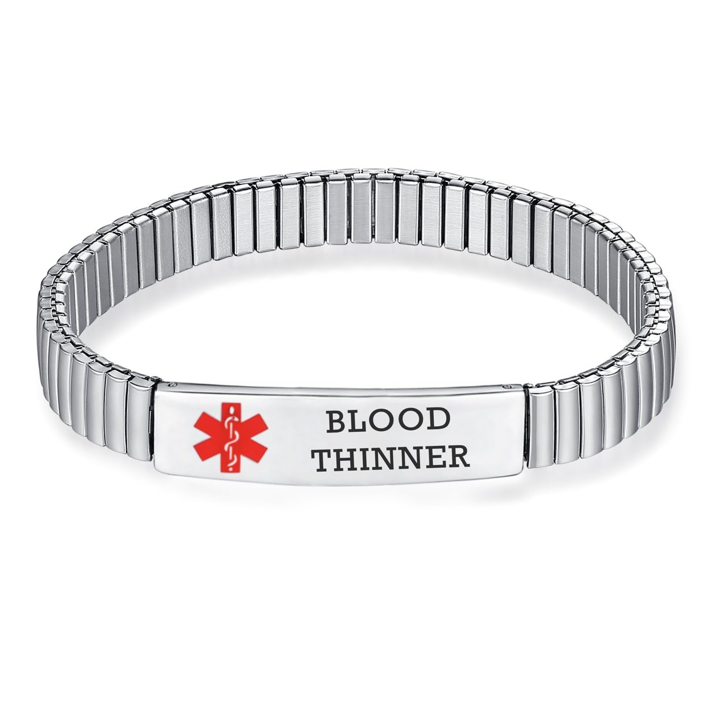 Elastic Medical Alert Bracelets for Women & Men - Free Engraving, Stainless Steel Medical ID Bracelet - Perfect for Diabetes, Allergies & Emergency Health Identification