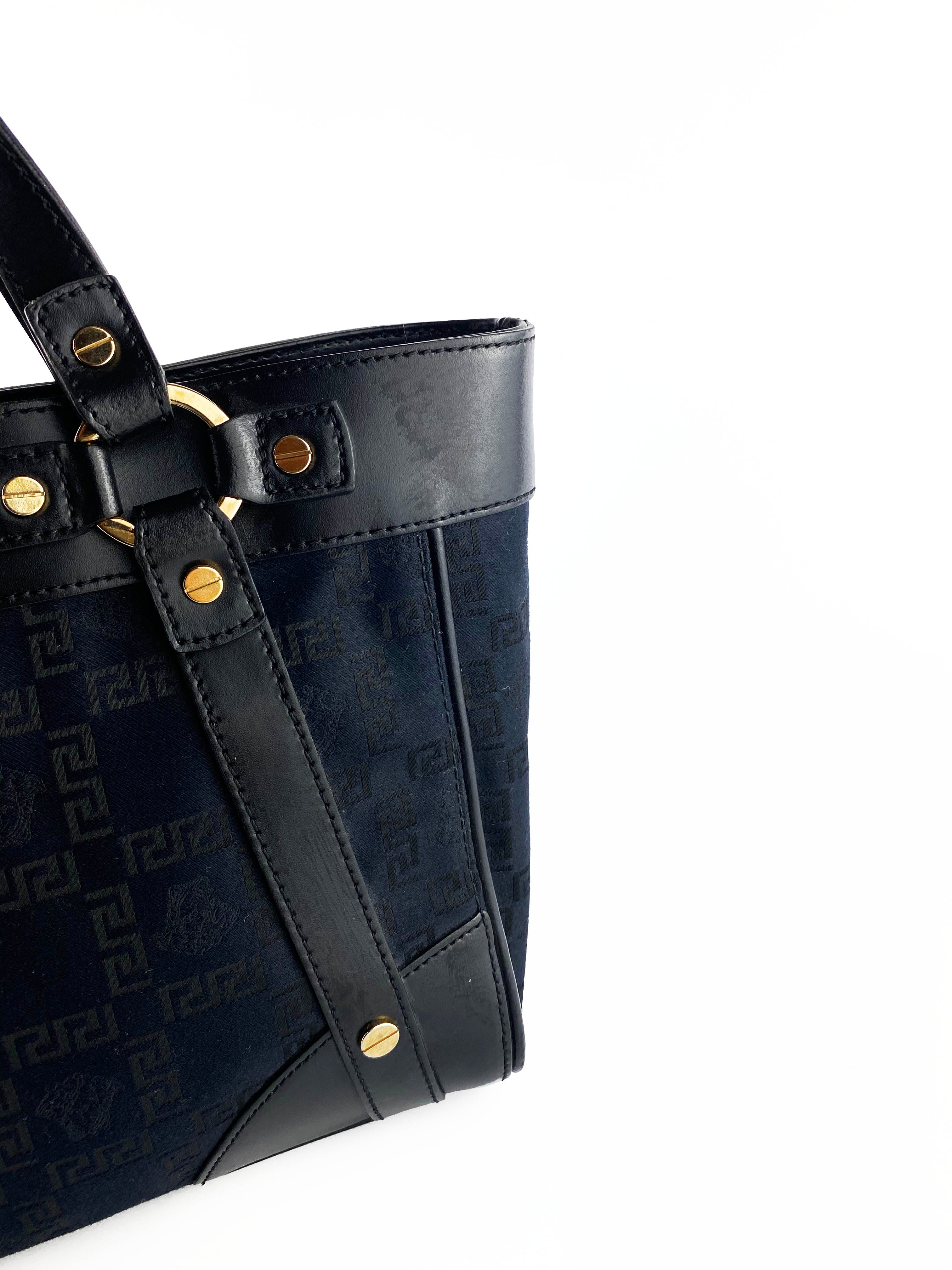 Versace Black Nylon Tote Bag for Women - Luxury Designer Handbag for Work, Travel & Everyday Use