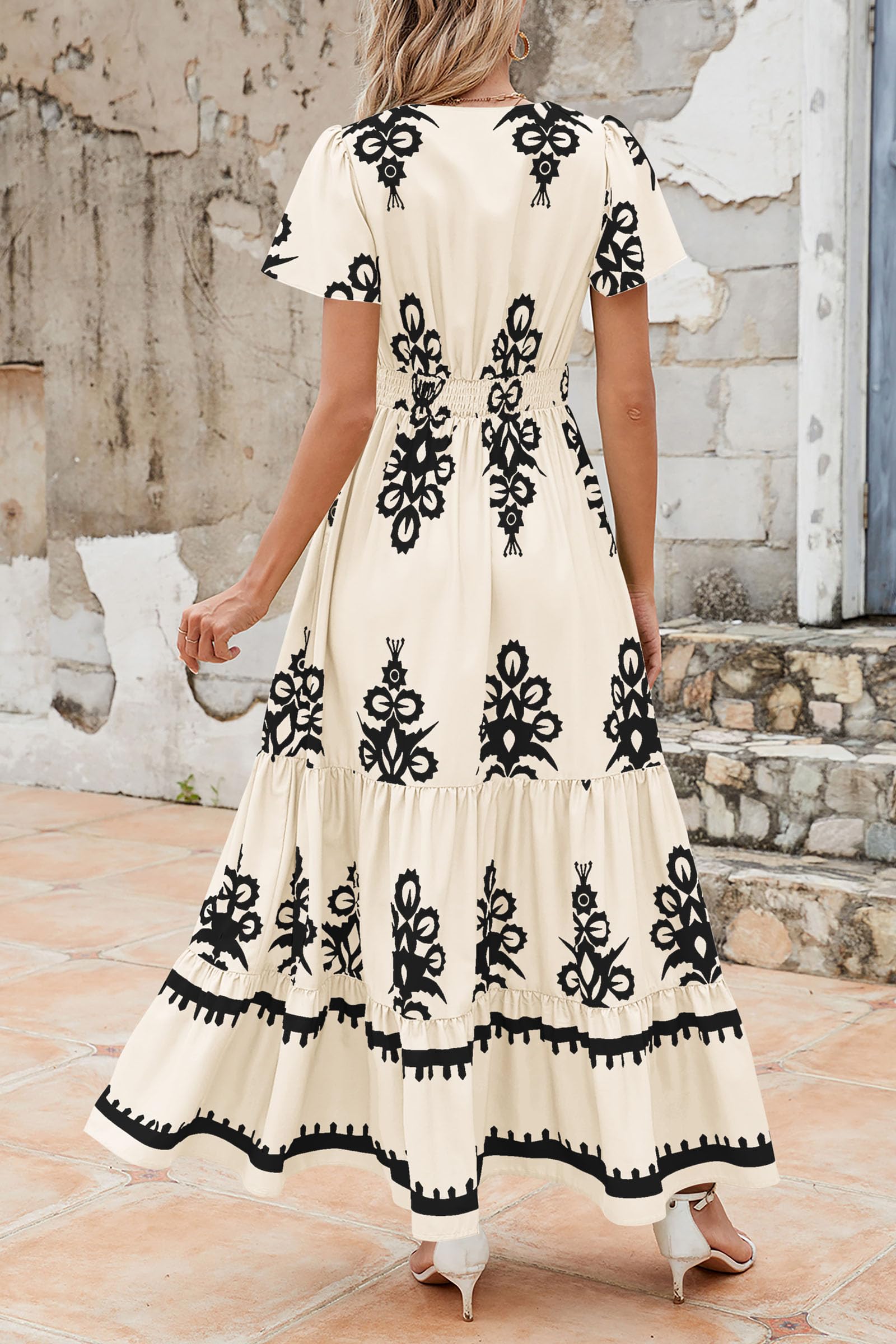 PRETTYGARDEN Women's Floral Boho Maxi Dress - V Neck A-Line Bell Sleeve Summer Casual Dress with Pockets | Perfect for Beach Vacations, Music Festivals & Boho Chic Outfits 2025