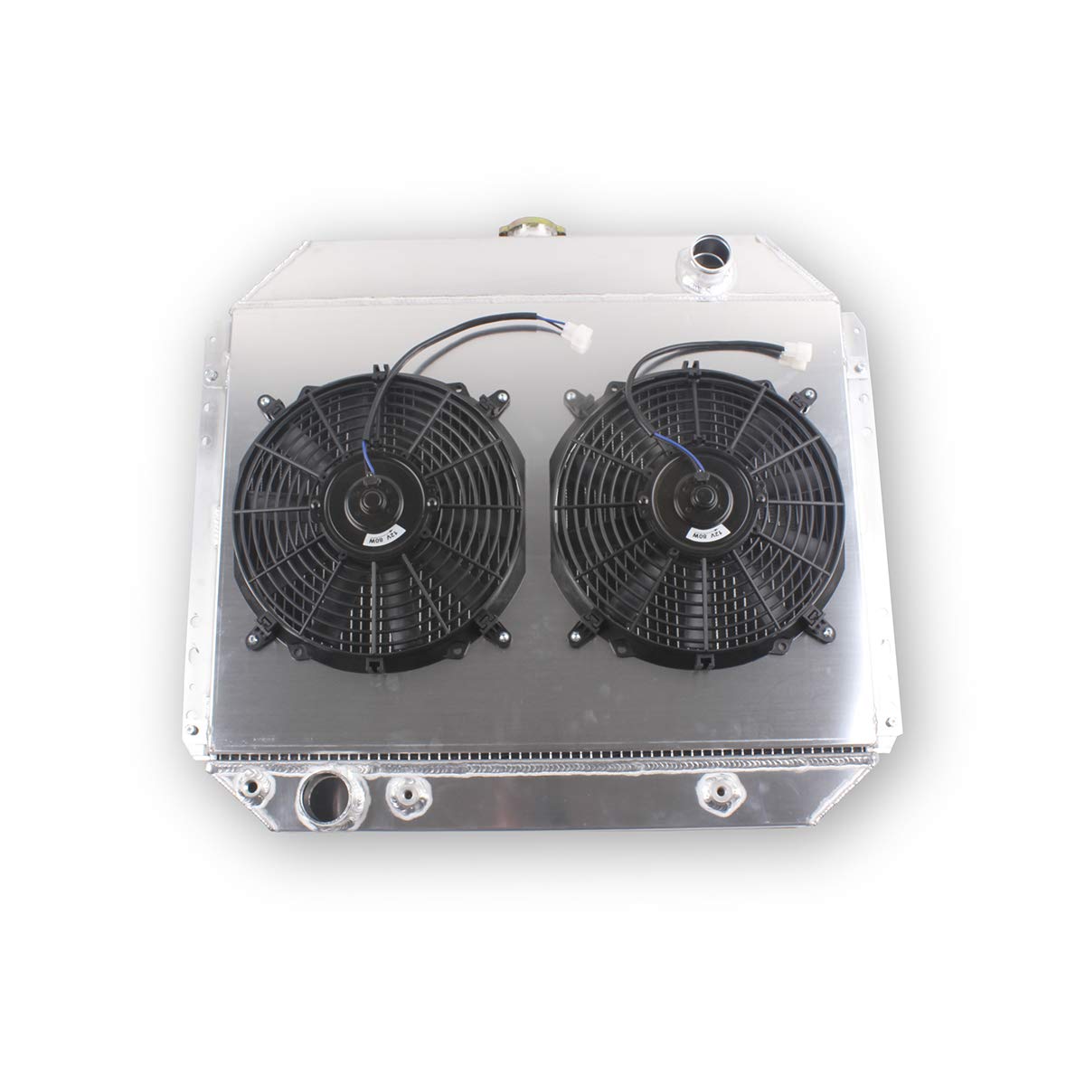 OHOB-COOL 4 Row High Performance Full Aluminum Radiator with Shroud Fan for 1966-1979 Ford F100 F150 F250 F350 Pickup Ranger Bronco - Heavy Duty Cooling Solution for Off-Roading & Towing