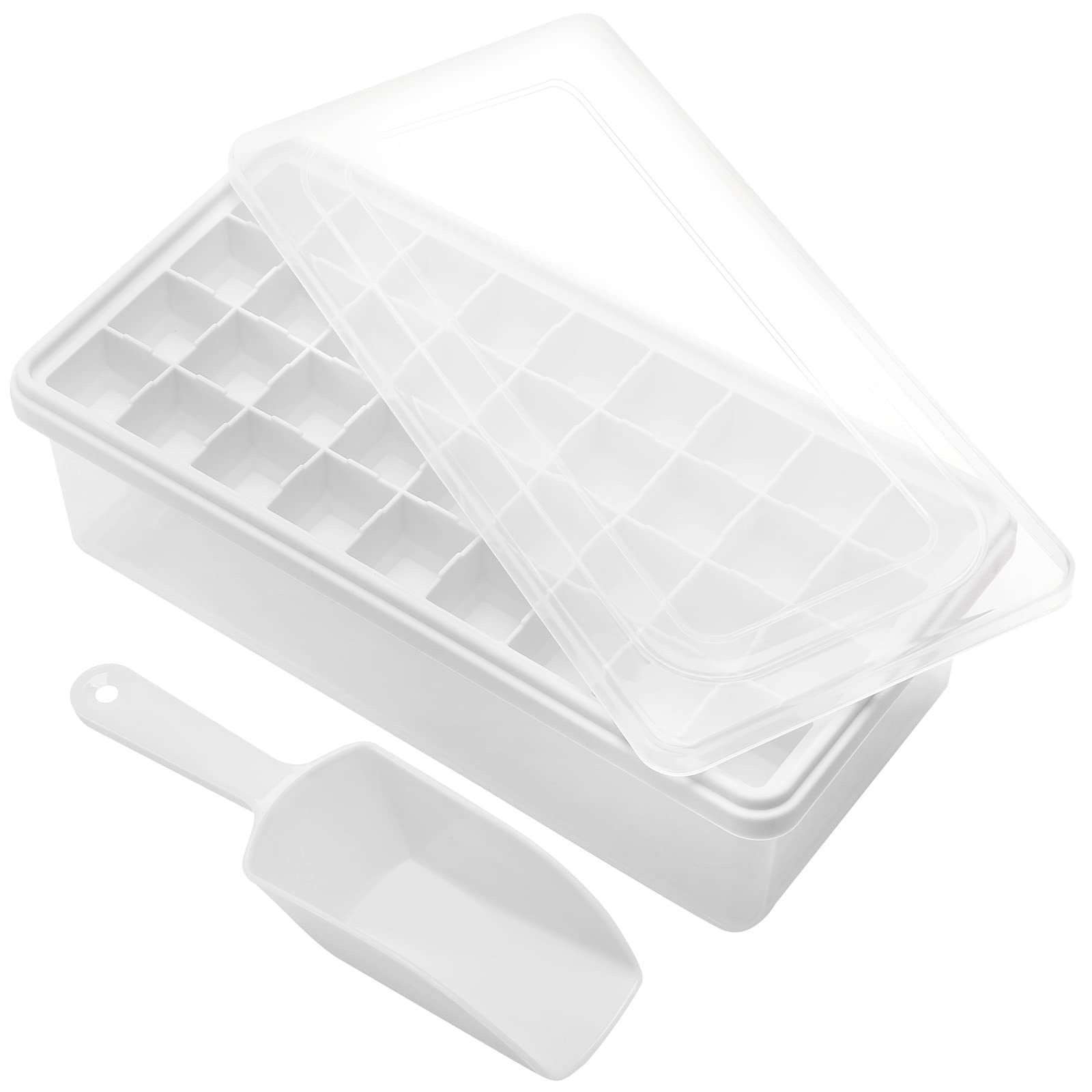 Premium Food-Grade Silicone Ice Cube Tray with Lid & Storage Bin - 36 Small Nugget Ice Molds for Freezer | Leak-Proof Cover & Container | Flexible Easy-Release Design | Perfect for Cocktails, Smoothies & Beverage Chilling