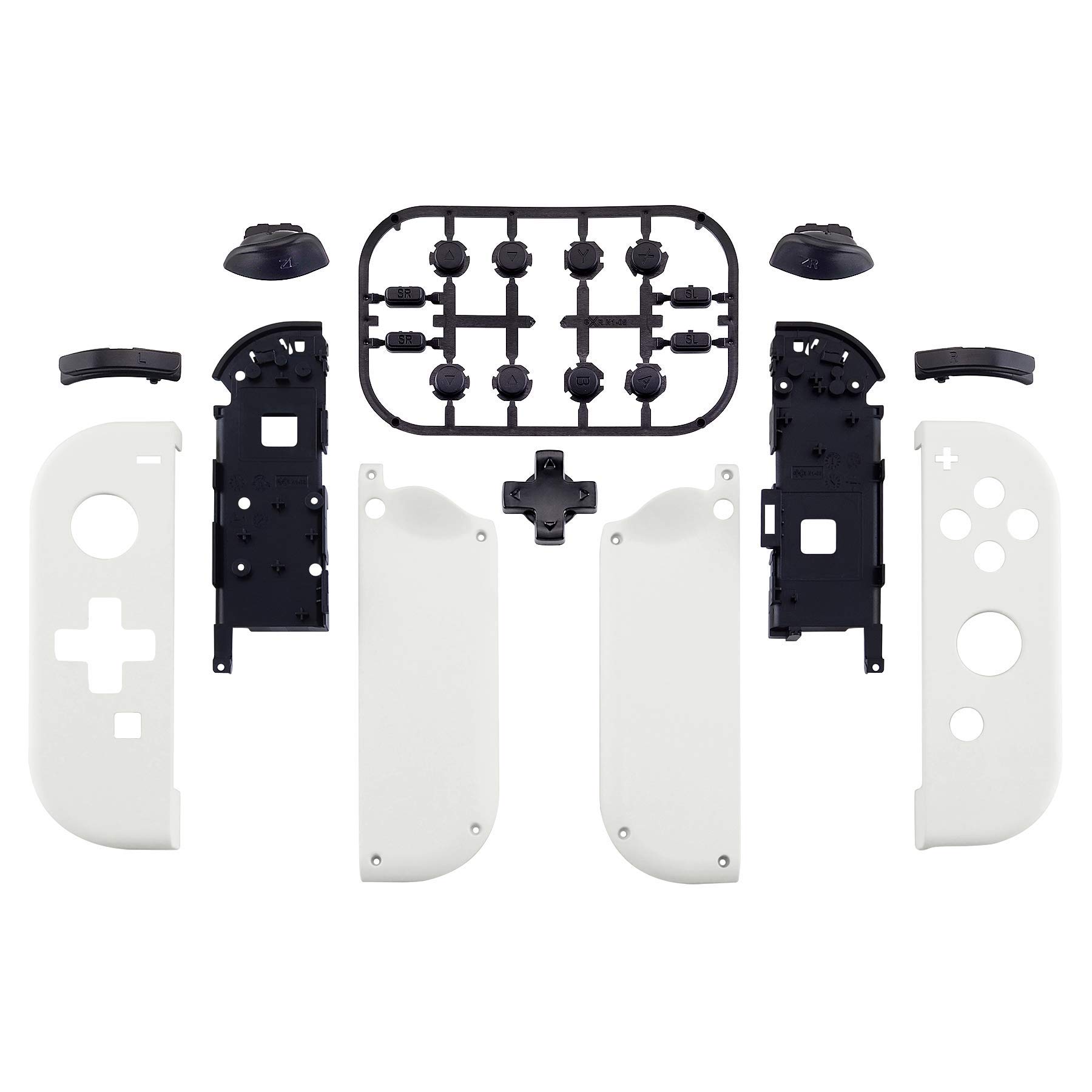 eXtremeRate Soft Touch White Joycon Housing Shell with Full Button Set for Nintendo Switch - D-Pad Version | Replacement Faceplate for Switch Dock (Dock Not Included) | Perfect for Gaming, DIY Mods & Controller Customization