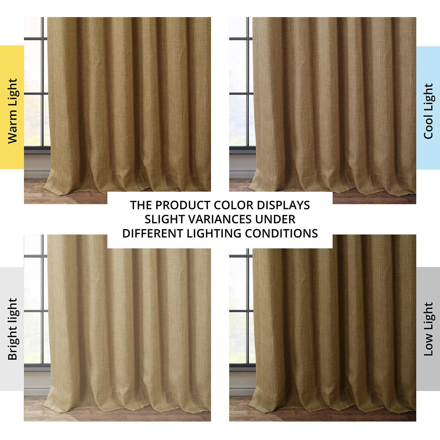Butterscotch Textured Faux Linen Blackout Curtains for Bedroom - Thermal Insulated Window Drapes for Light Blocking & Noise Reduction
