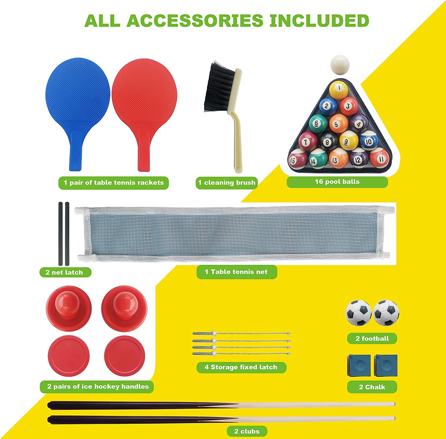 5-in-1 Multi Game Table Set - Portable Folding Foosball, Ping Pong, Pool Billiards, Air Hockey & Basketball Combo with Accessories - Perfect for Family Game Nights, Parties & Indoor Recreation