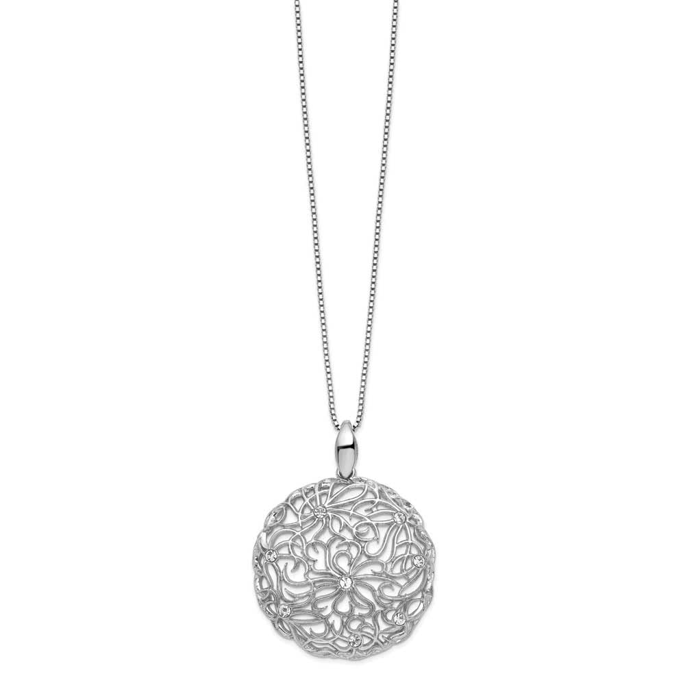 Elegant Sterling Silver Polished CZ Floral Pendant Necklace for Women - Perfect for Weddings, Anniversaries & Special Occasions